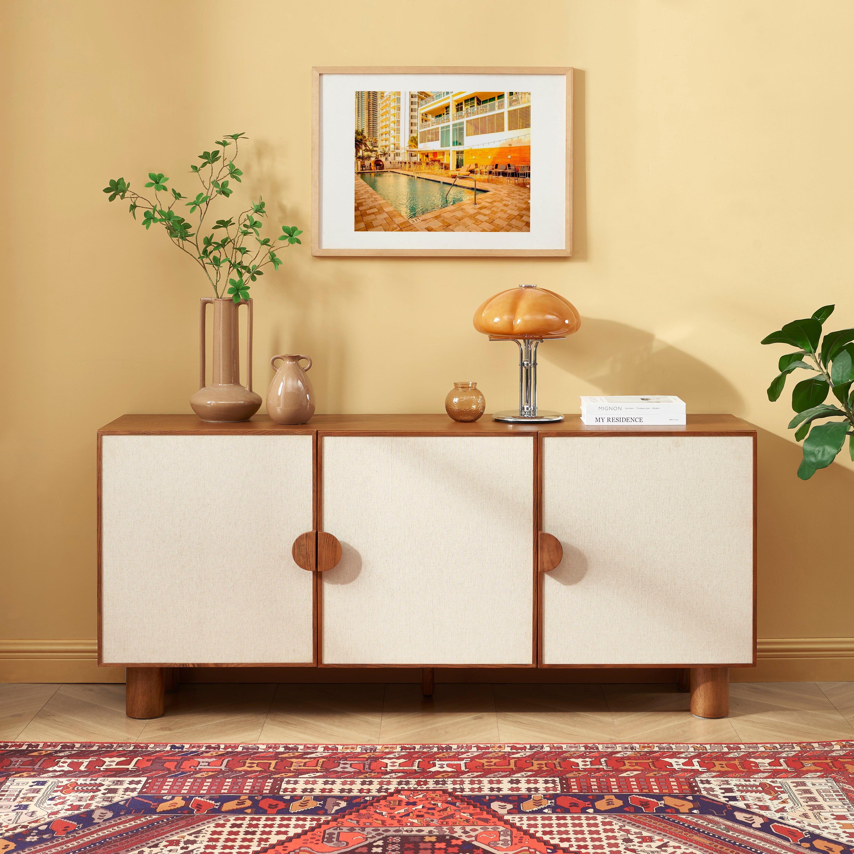 GASTON Wood Highboard with Storage
