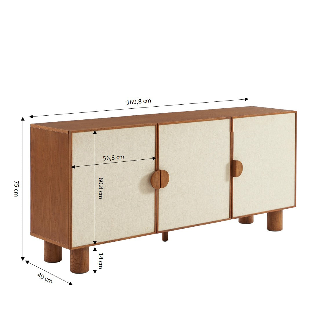 GASTON Wood Highboard with Storage
