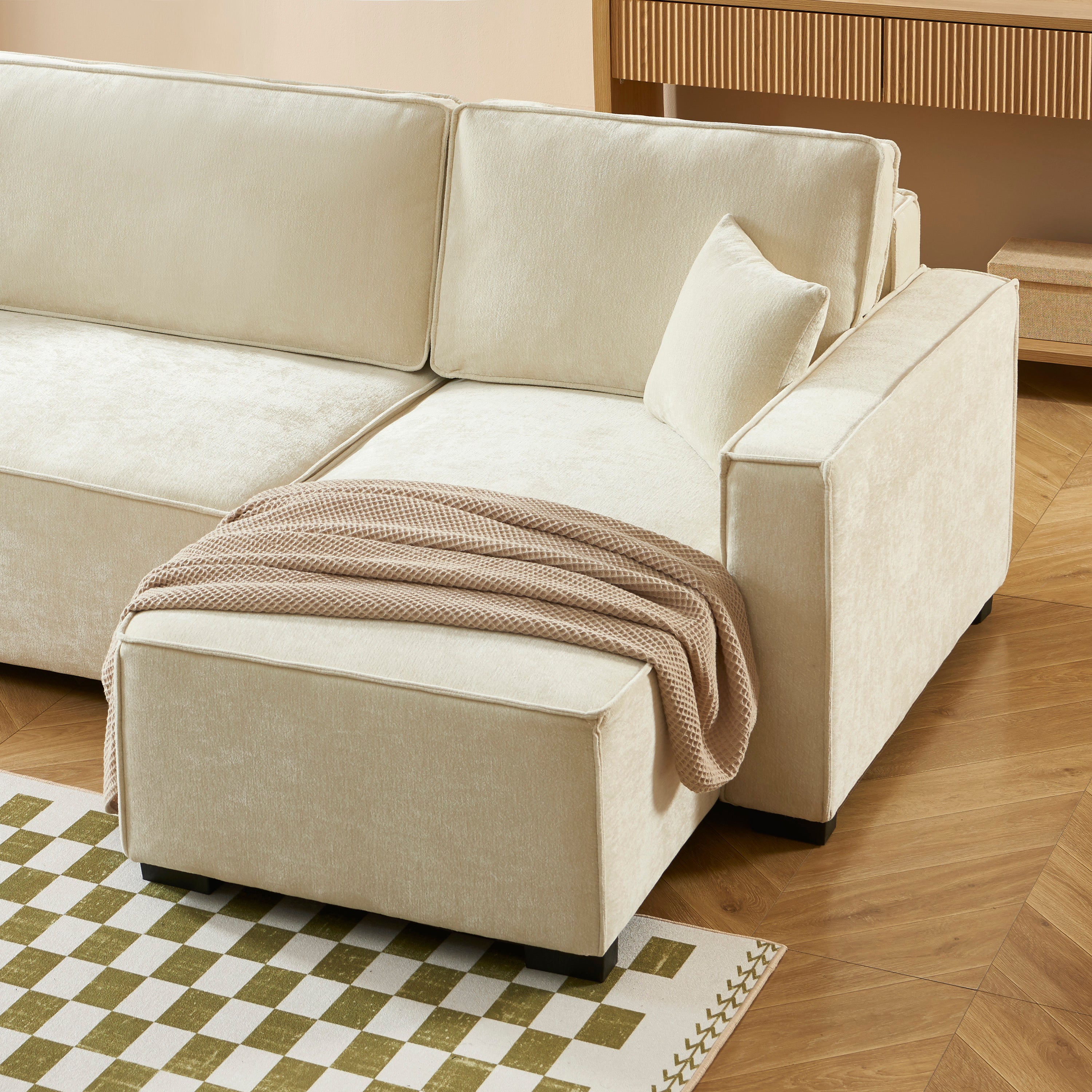 GAVI Fabric Corner Sofa – Beige