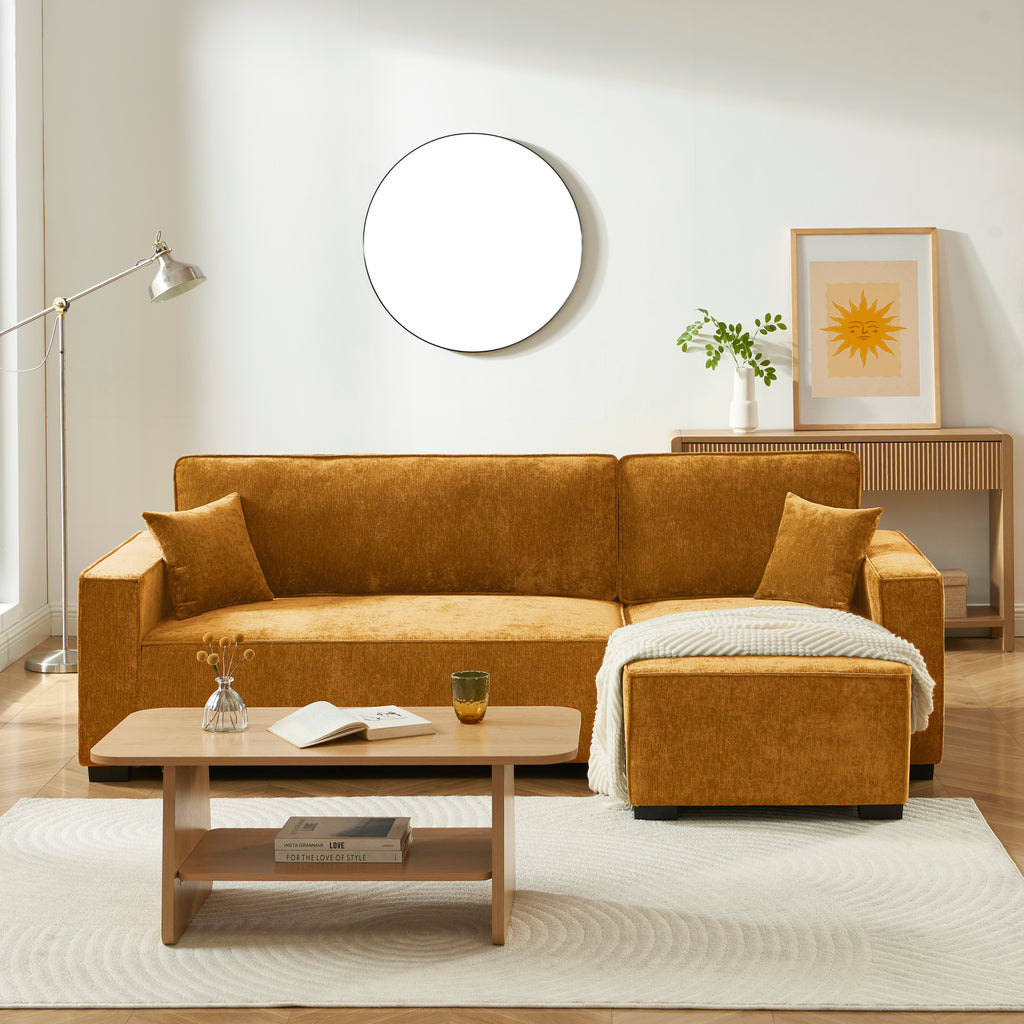 GAVI Fabric Corner Sofa - Yellow Mustard