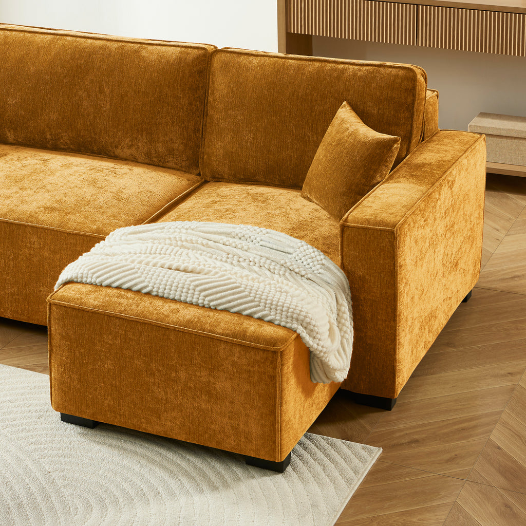 GAVI Fabric Corner Sofa - Yellow Mustard