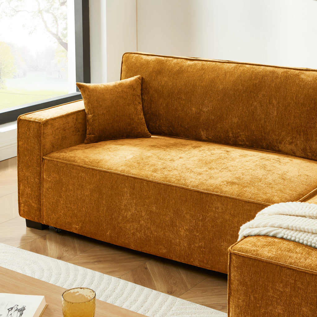 GAVI Fabric Corner Sofa - Yellow Mustard