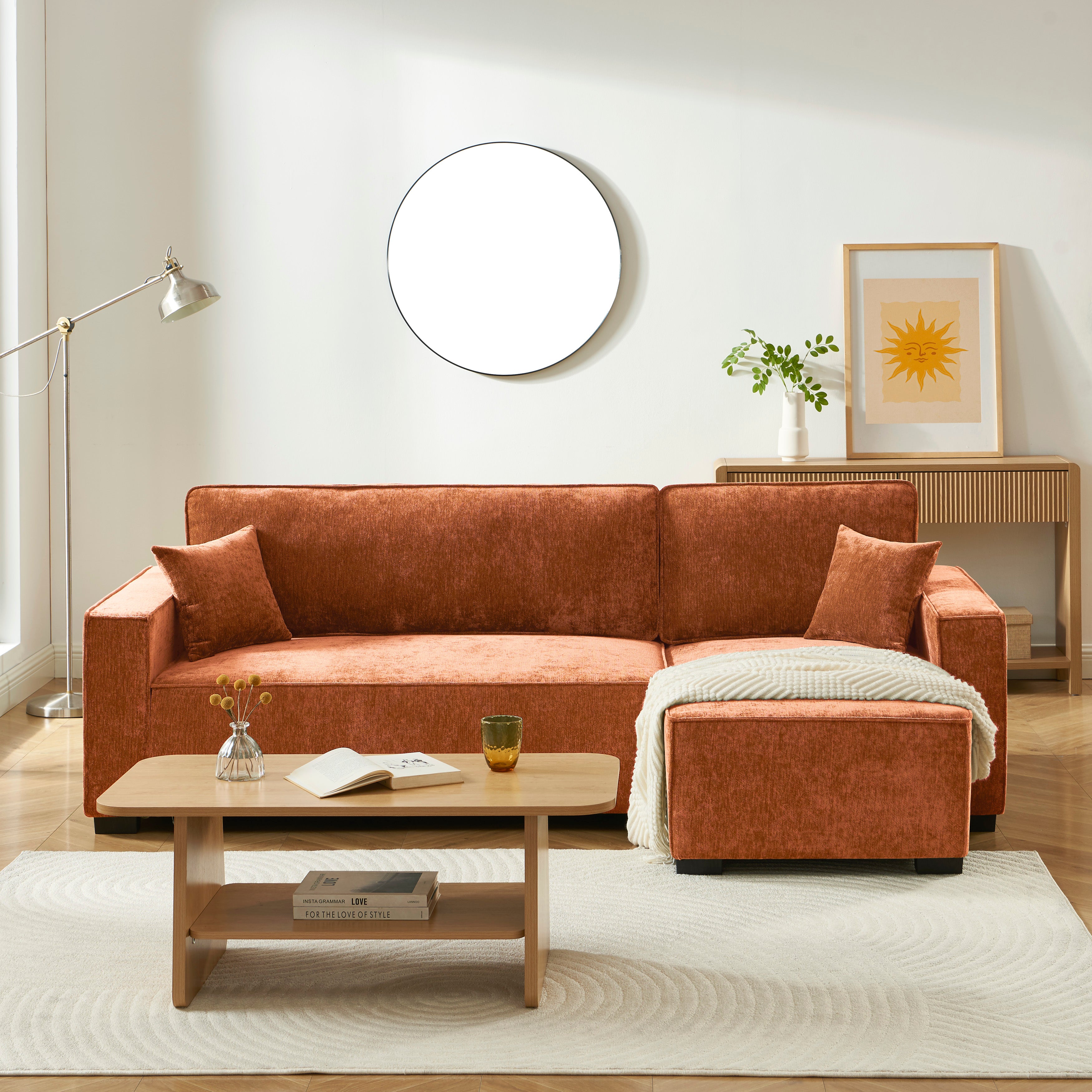 GAVI Fabric Corner Sofa – Terracotta