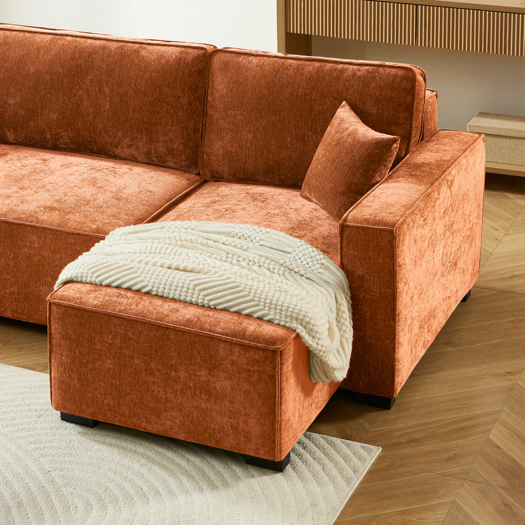 GAVI Fabric Corner Sofa – Terracotta