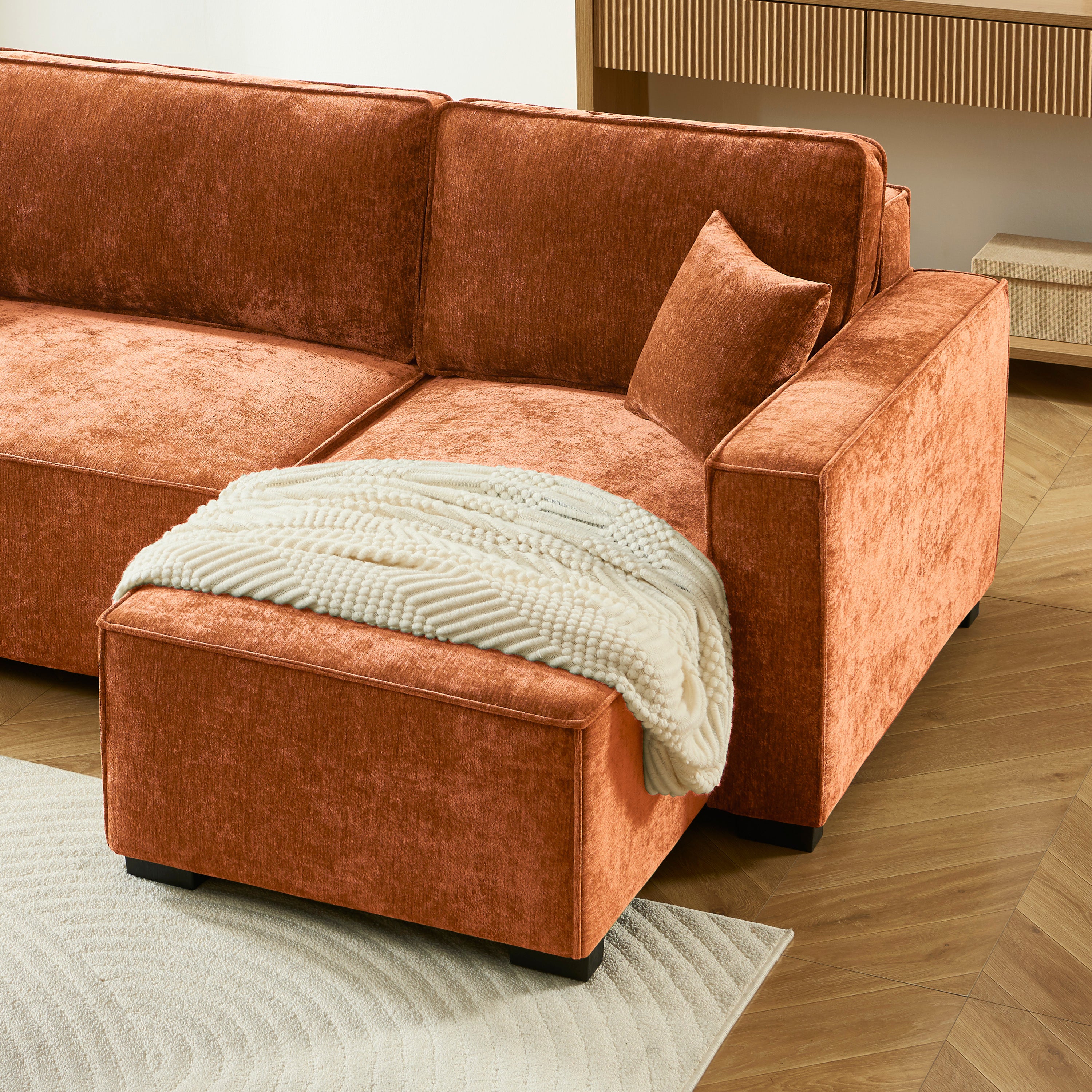 GAVI Fabric Corner Sofa – Terracotta