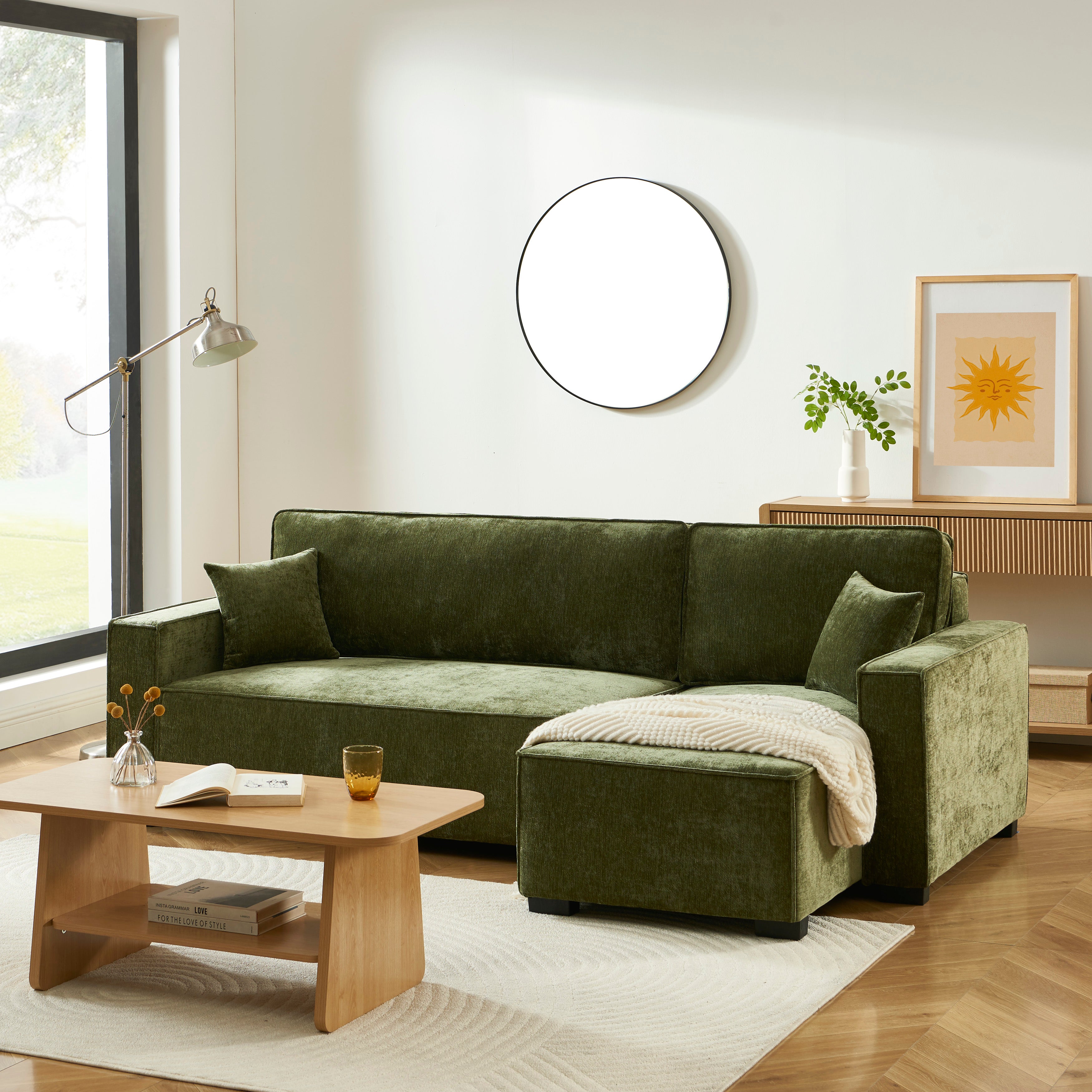 GAVI Fabric Corner Sofa – Green