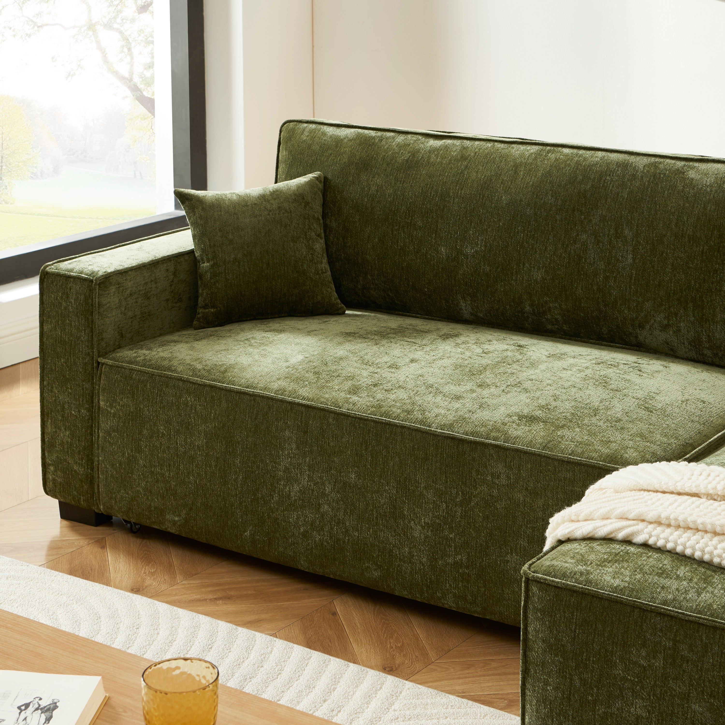 GAVI Fabric Corner Sofa – Green