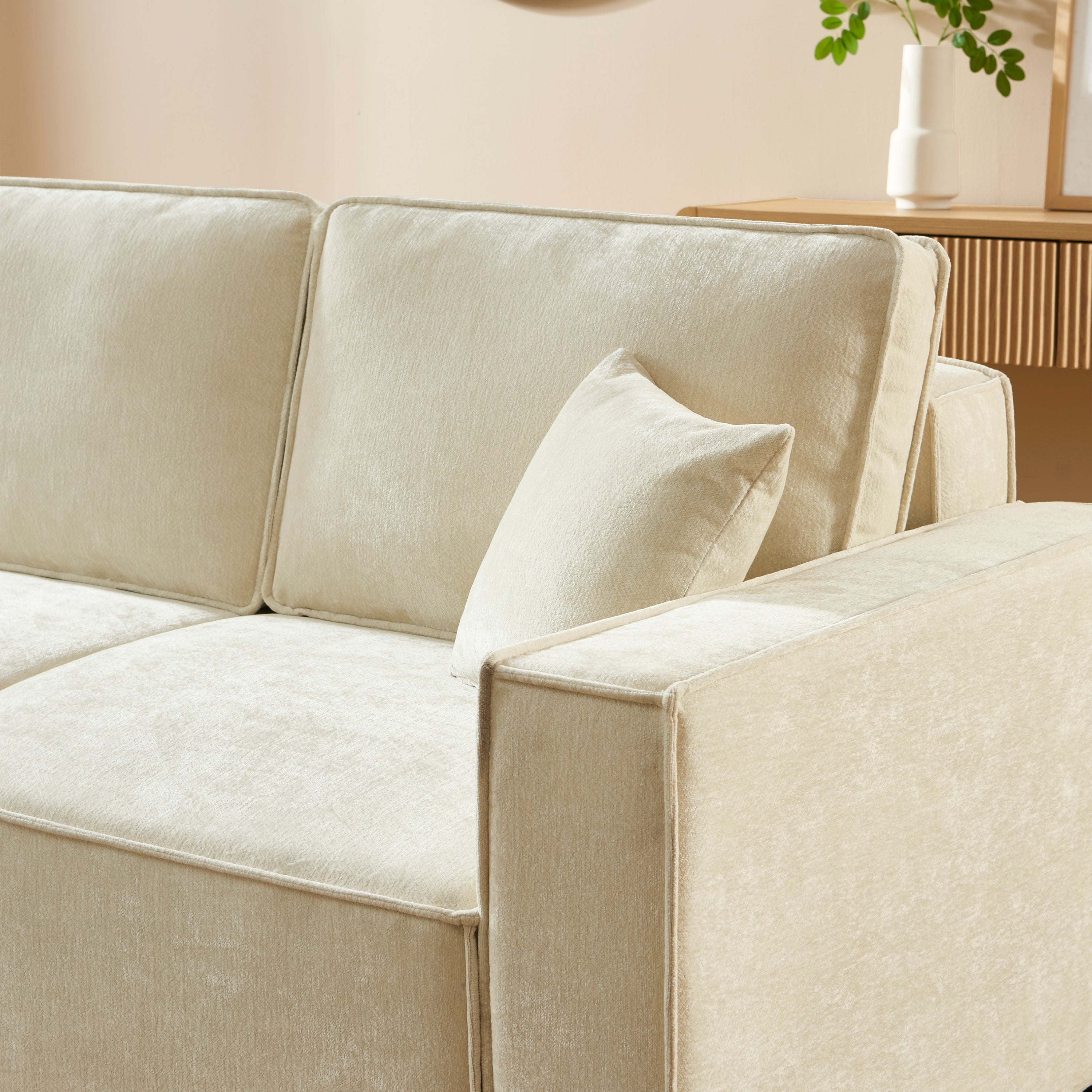 GAVI Fabric Straight Sofa – Beige