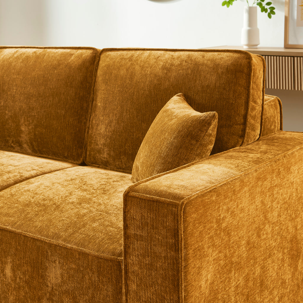 GAVI Fabric Straight Sofa - Yellow Mustard