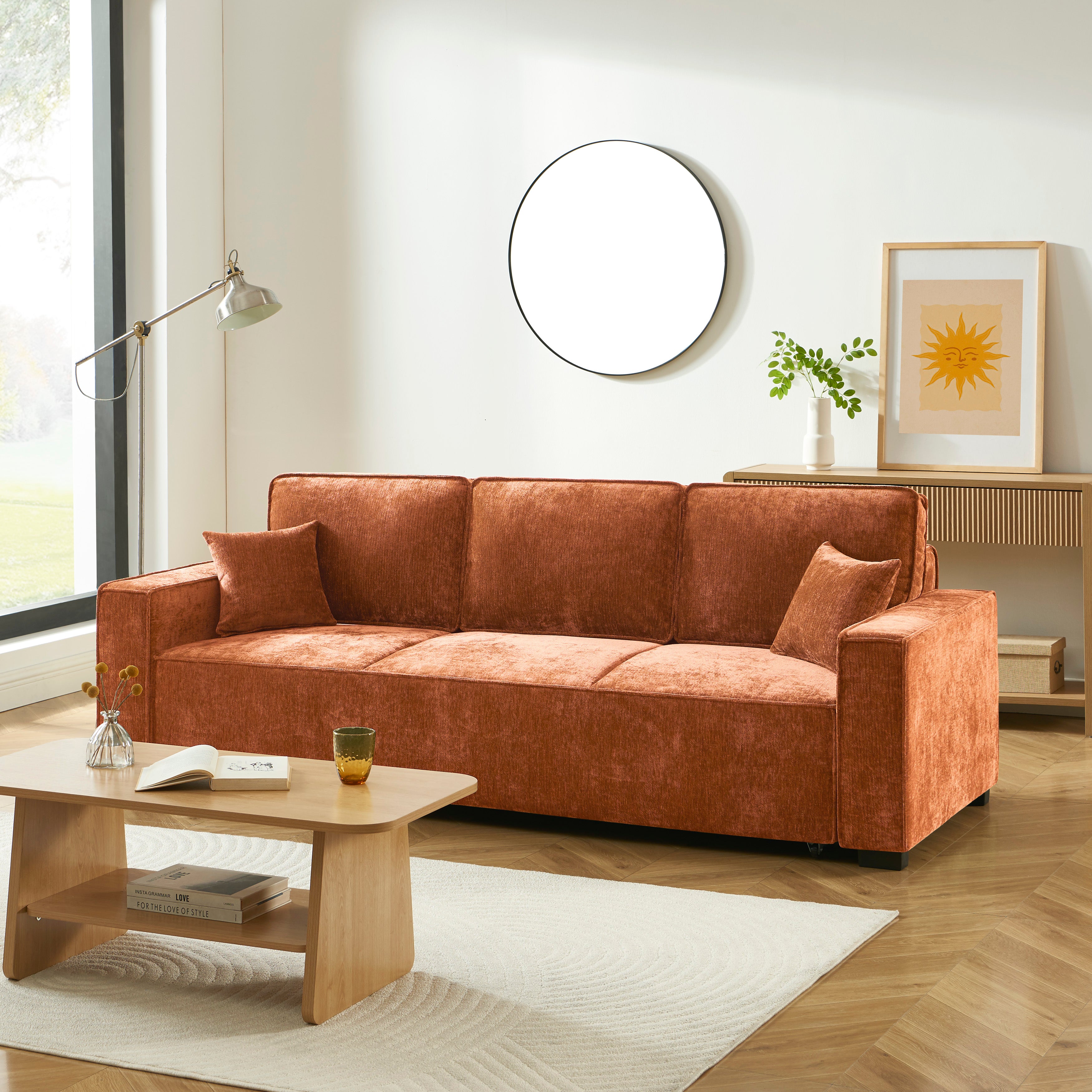 GAVI Fabric Straight Sofa – Terracotta