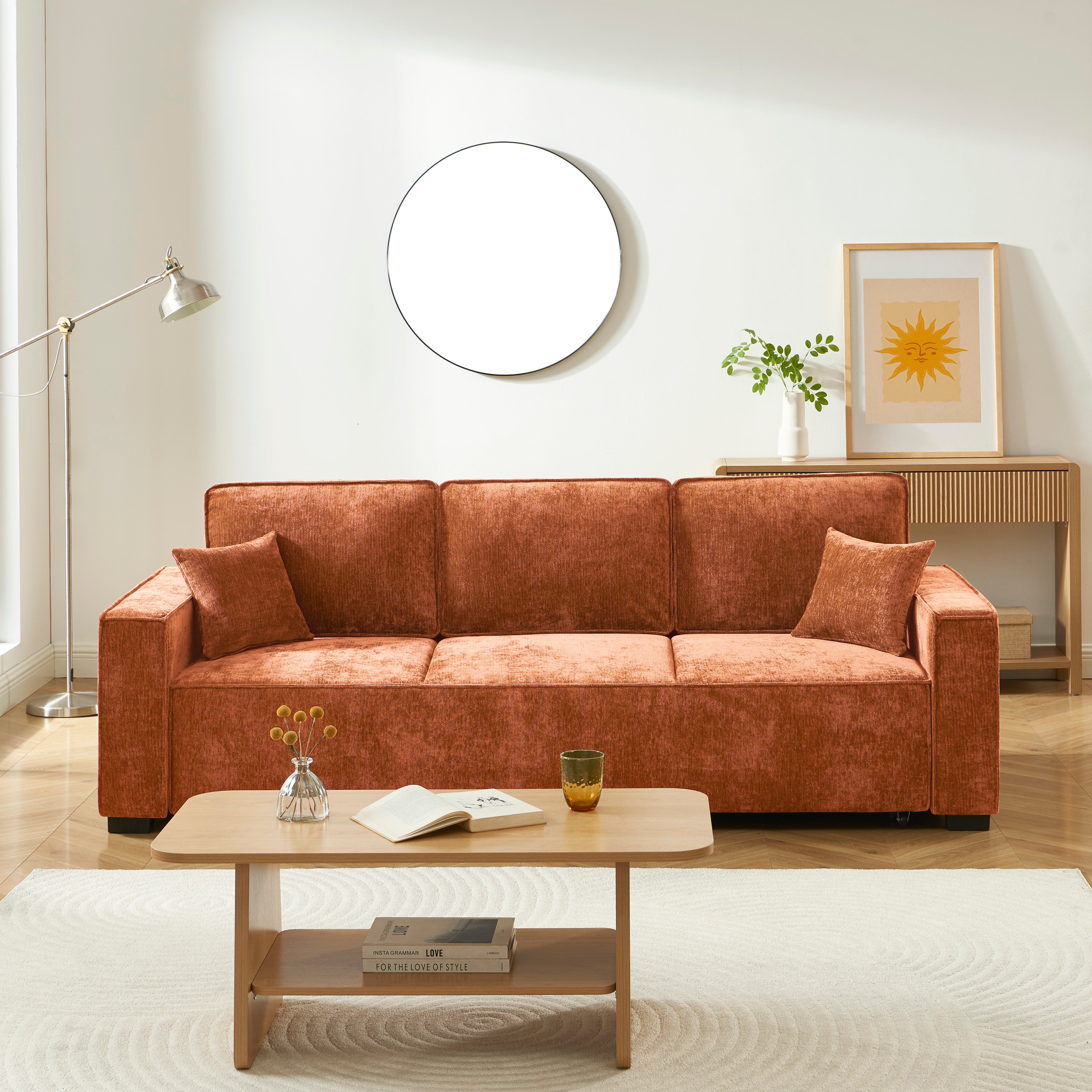 GAVI Fabric Straight Sofa – Terracotta