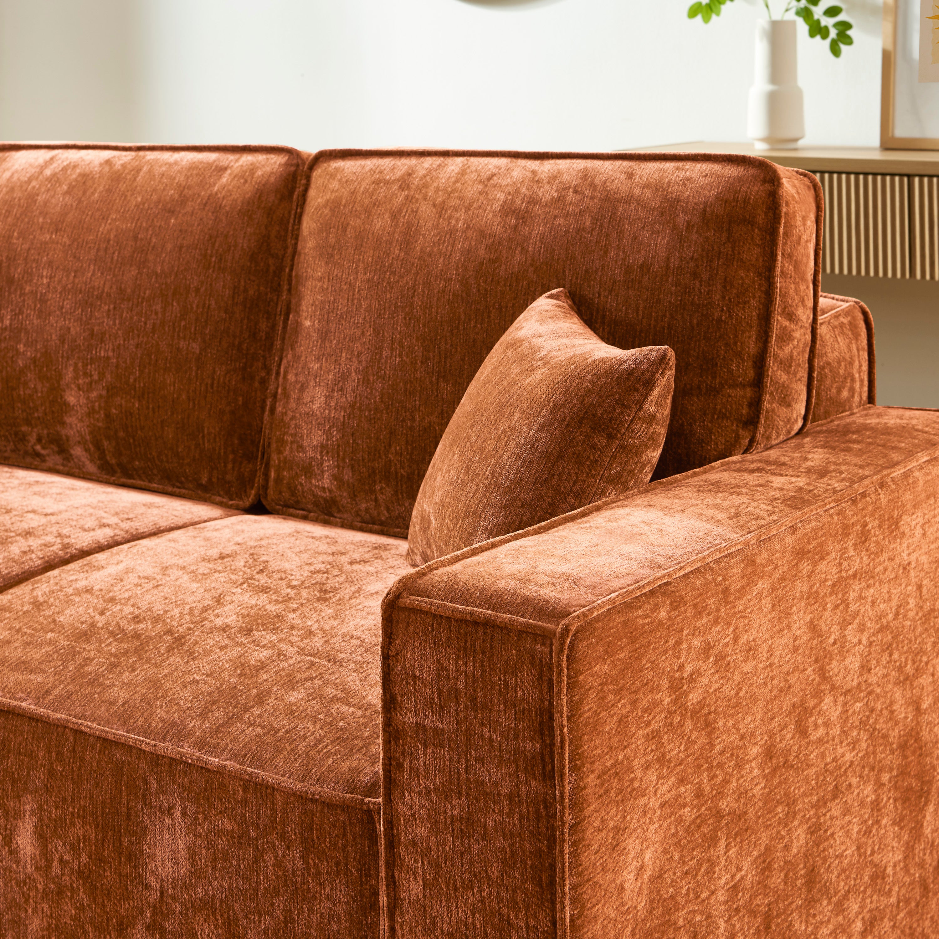 GAVI Fabric Straight Sofa – Terracotta