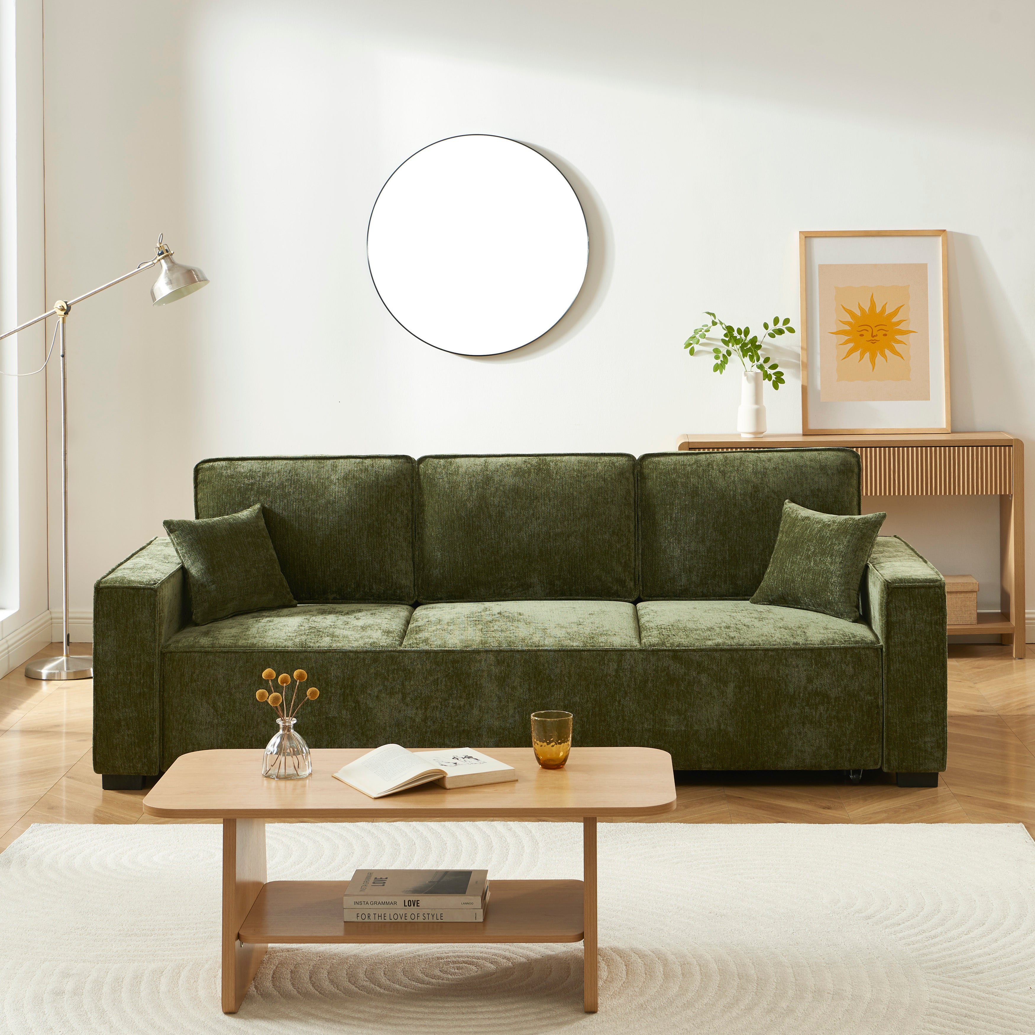 GAVI Fabric Straight Sofa – Green