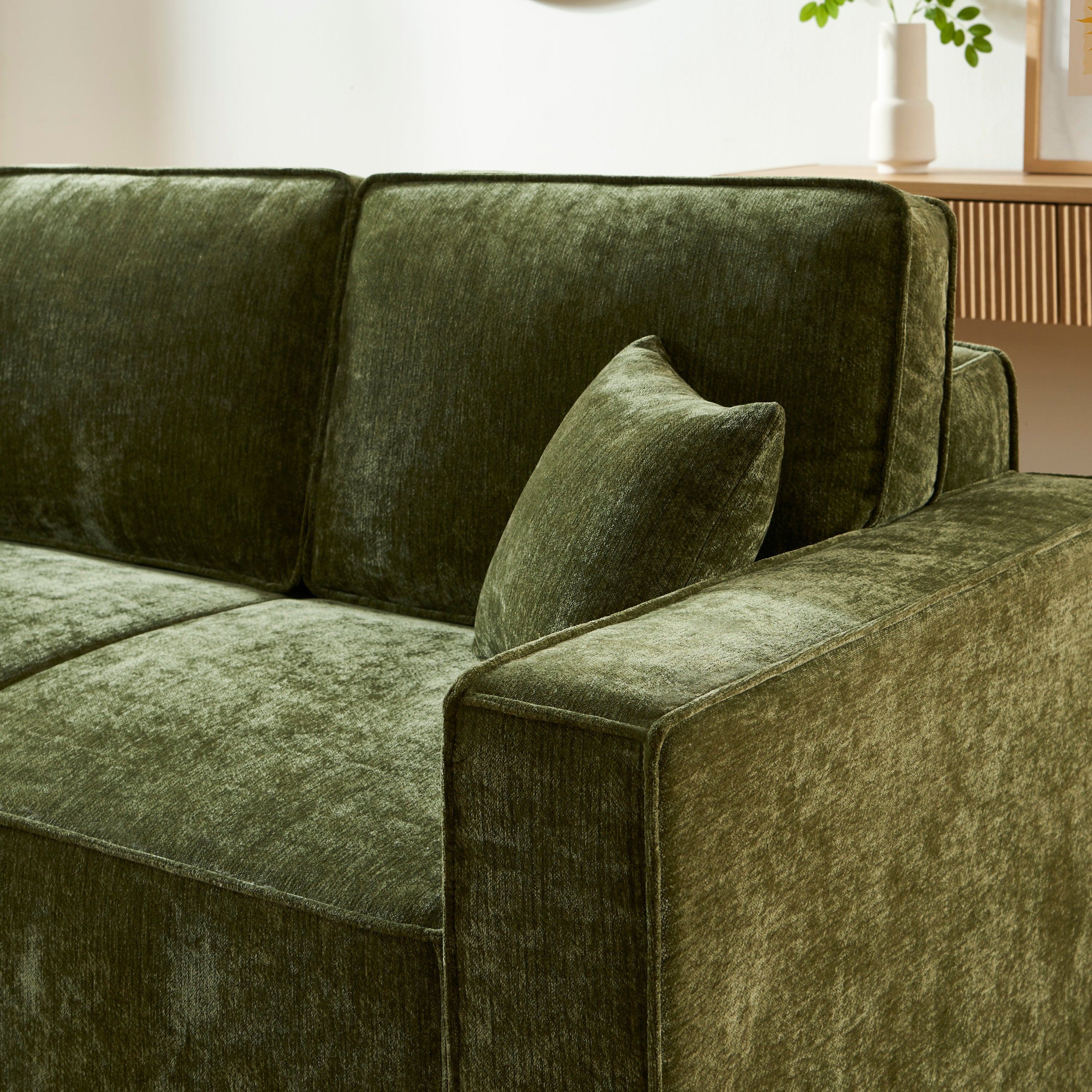 GAVI Fabric Straight Sofa – Green