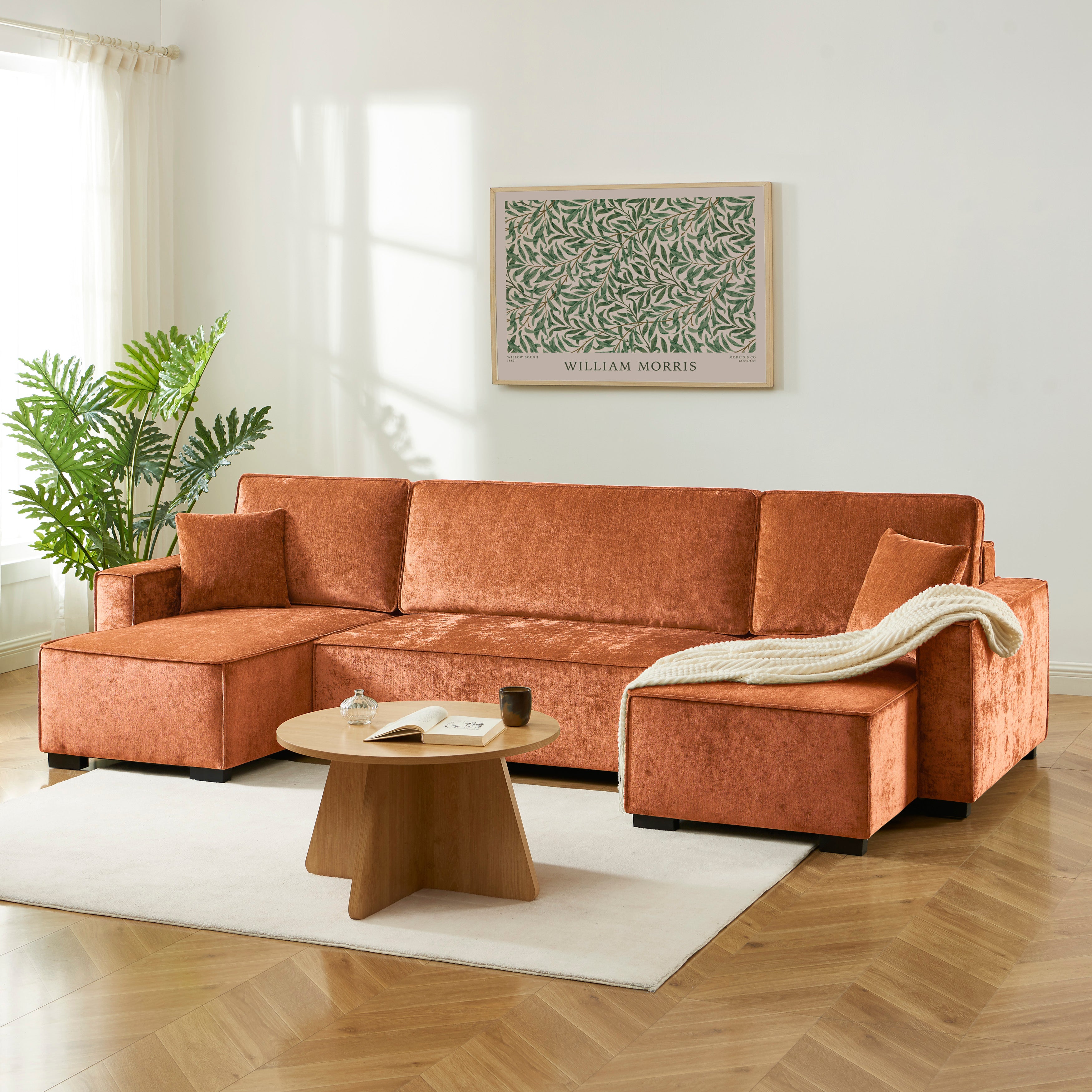 GAVI Fabric Panoramic Sofa – Terracotta