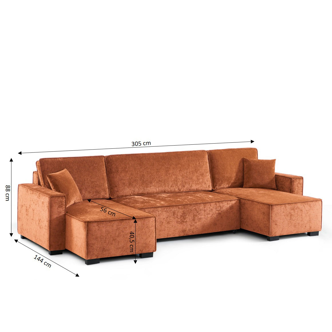 GAVI Fabric Panoramic Sofa – Terracotta