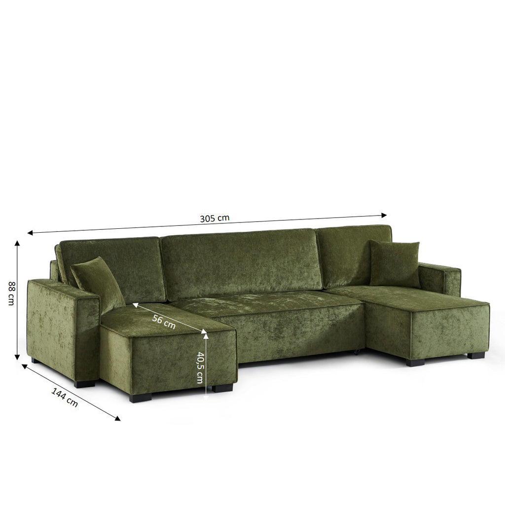 GAVI Fabric Panoramic Sofa – Green