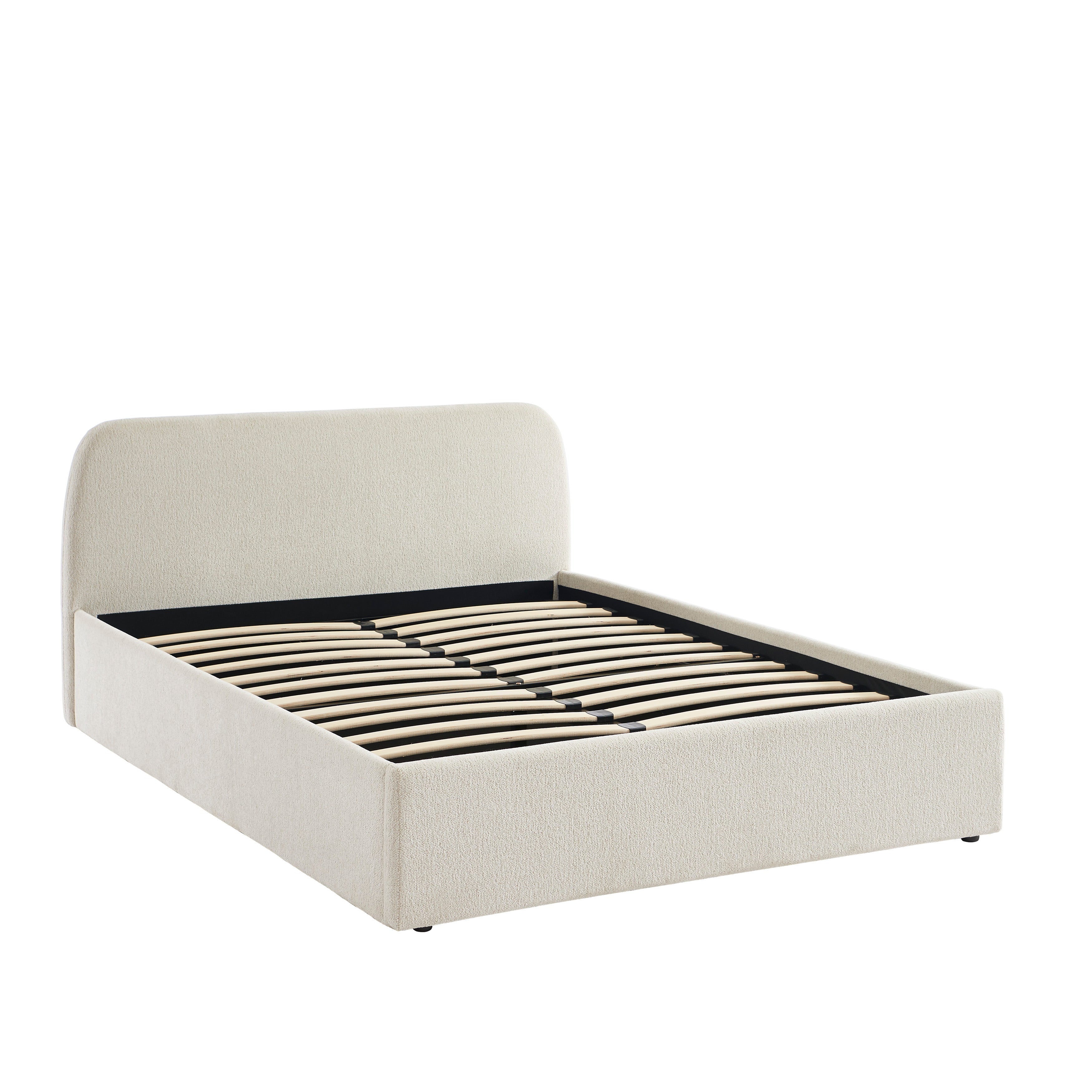 GELA Upholstered Storage Bed with Slatted Base – White