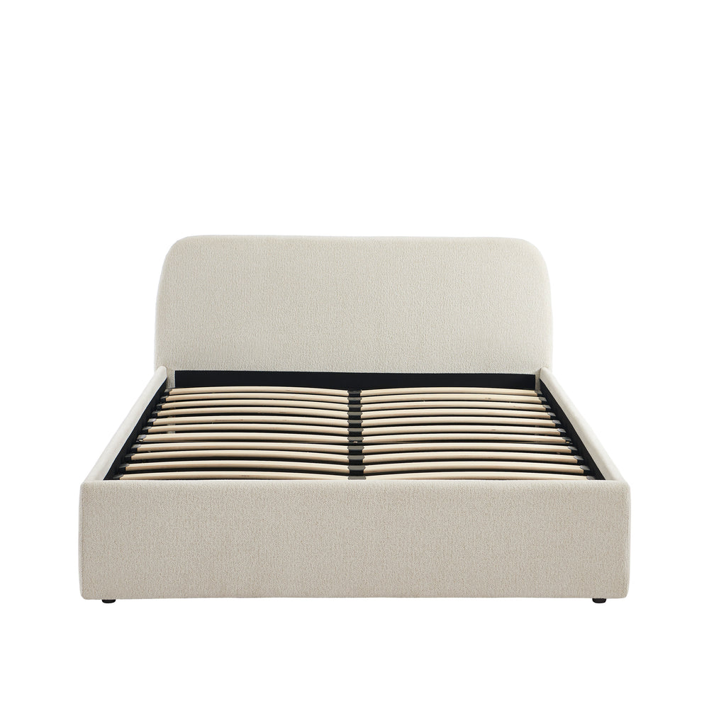 GELA Upholstered Storage Bed with Slatted Base – White