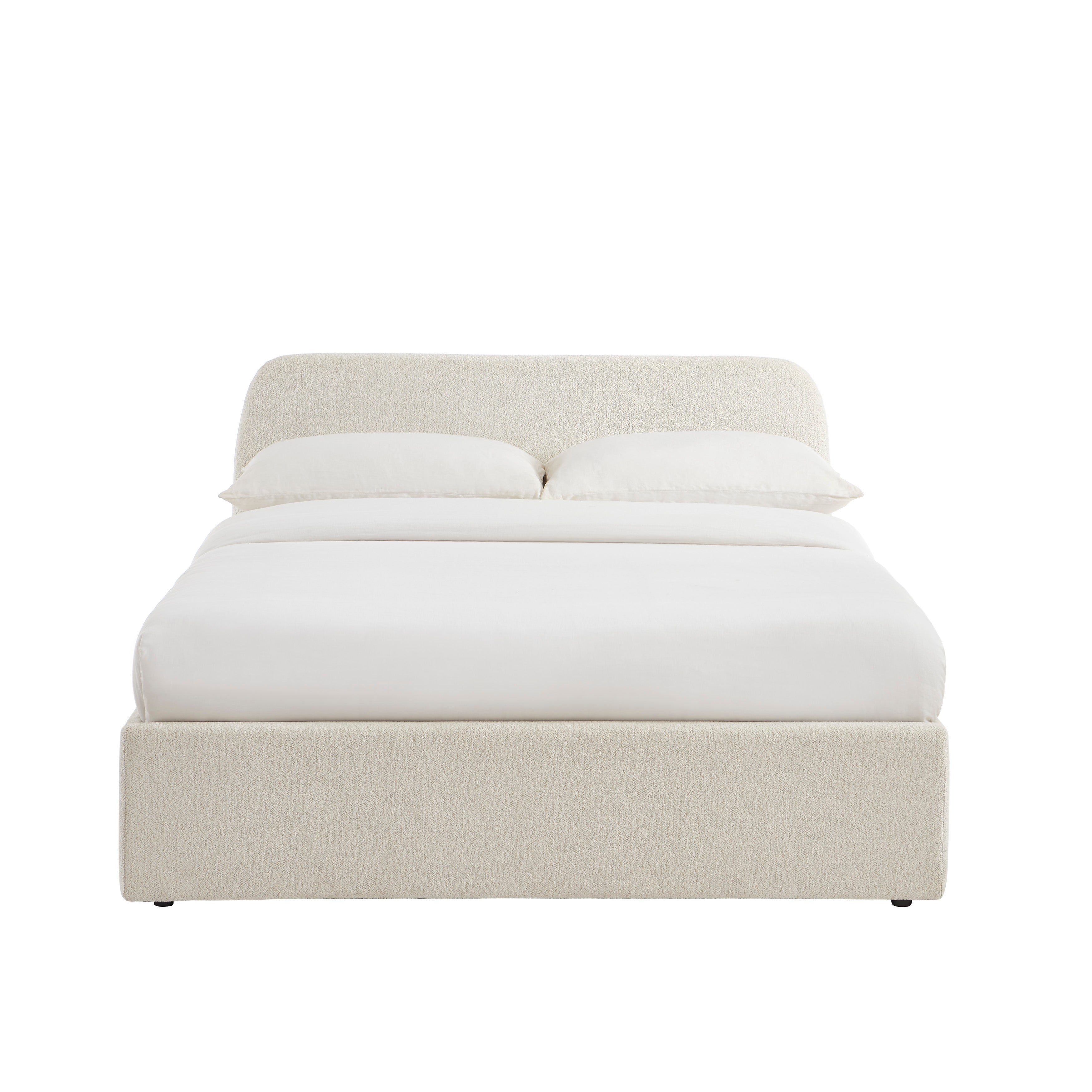 GELA Upholstered Storage Bed with Slatted Base – White