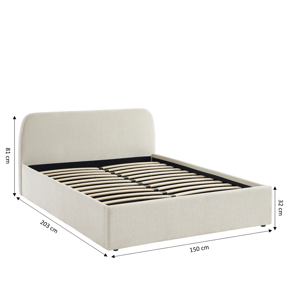 GELA Upholstered Storage Bed with Slatted Base – White
