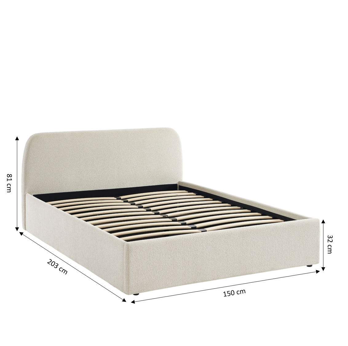 GELA Upholstered Storage Bed with Slatted Base – White