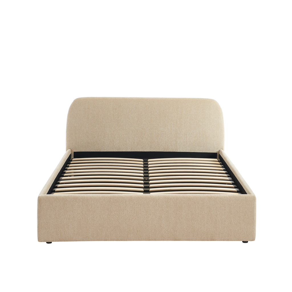 GELA Upholstered Storage Bed with Slatted Base – Greige