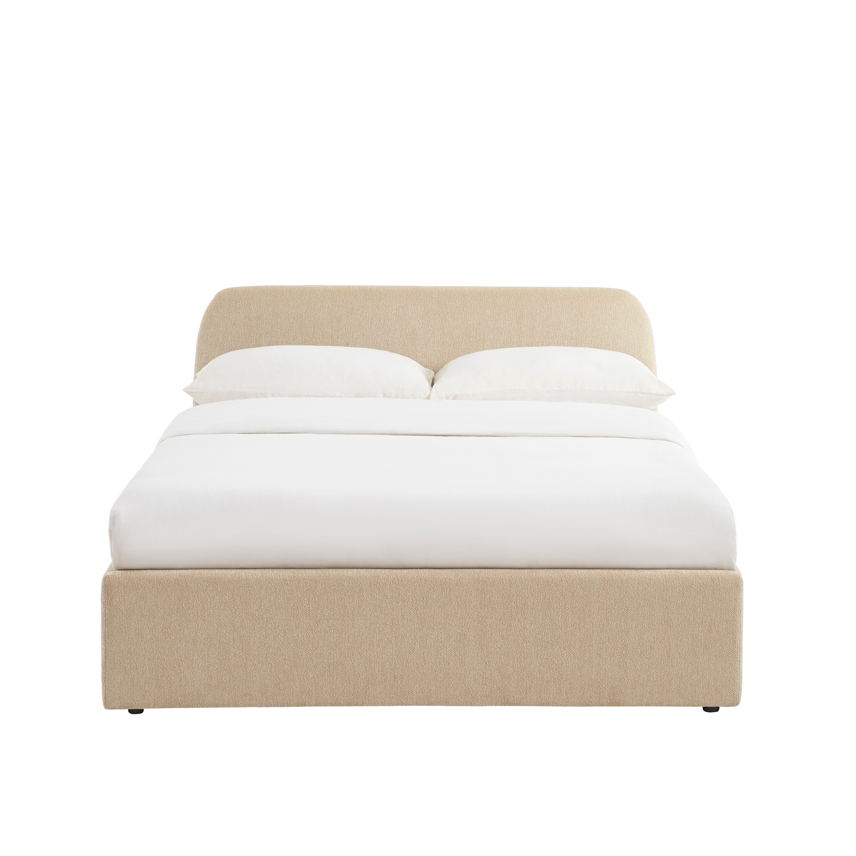 GELA Upholstered Storage Bed with Slatted Base – Greige