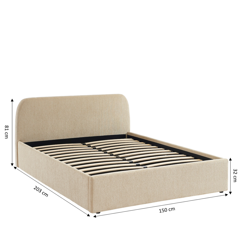 GELA Upholstered Storage Bed with Slatted Base – Greige