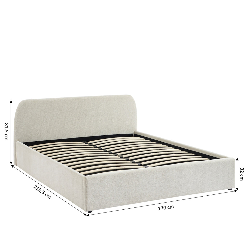 GELA Upholstered Storage Bed with Slatted Base – White
