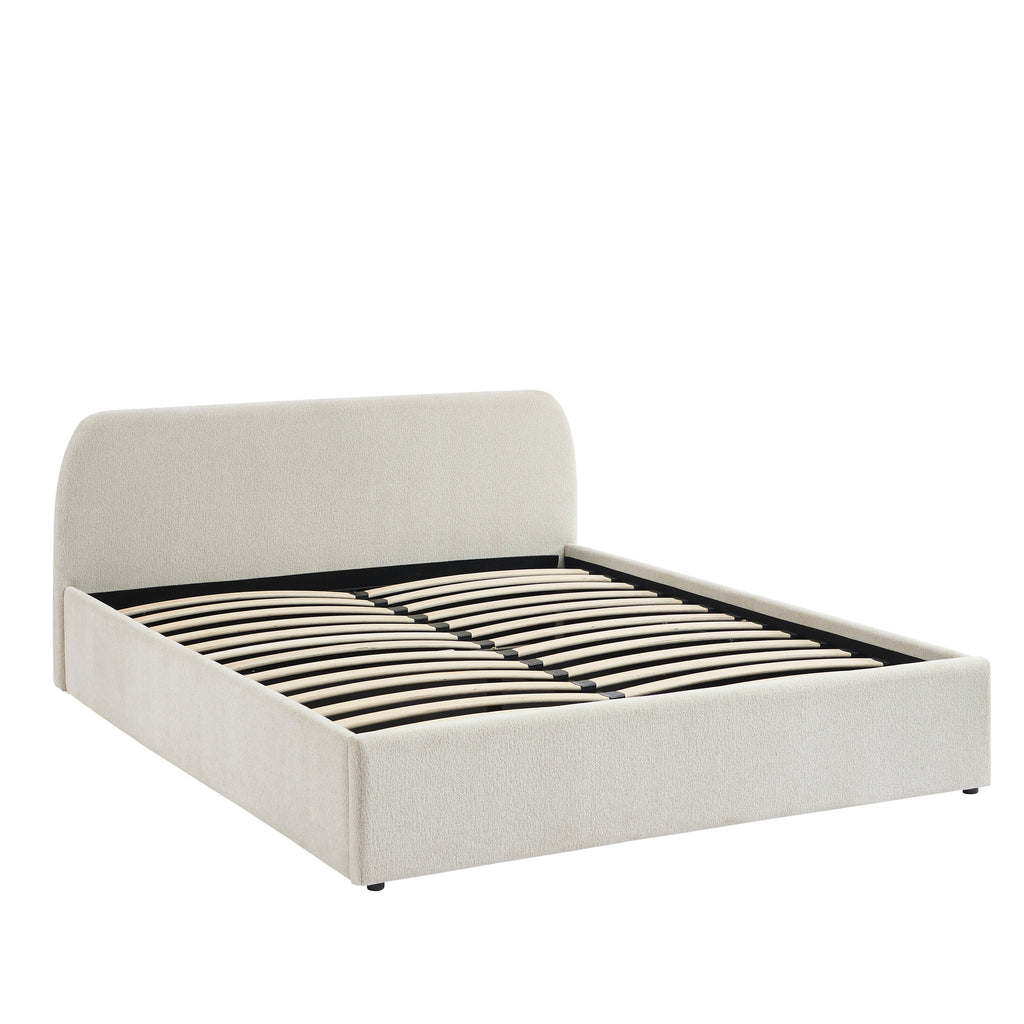 GELA Upholstered Storage Bed with Slatted Base – White