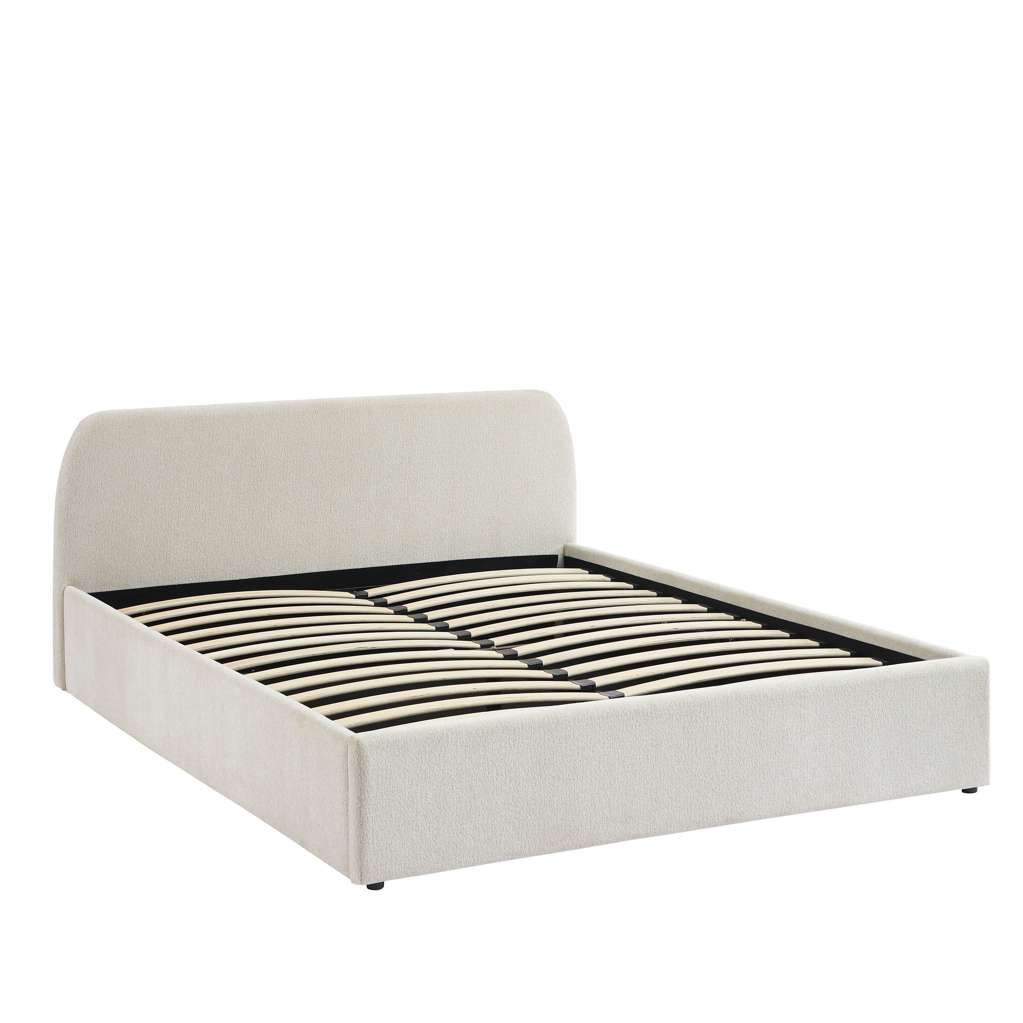 GELA Upholstered Storage Bed with Slatted Base – White
