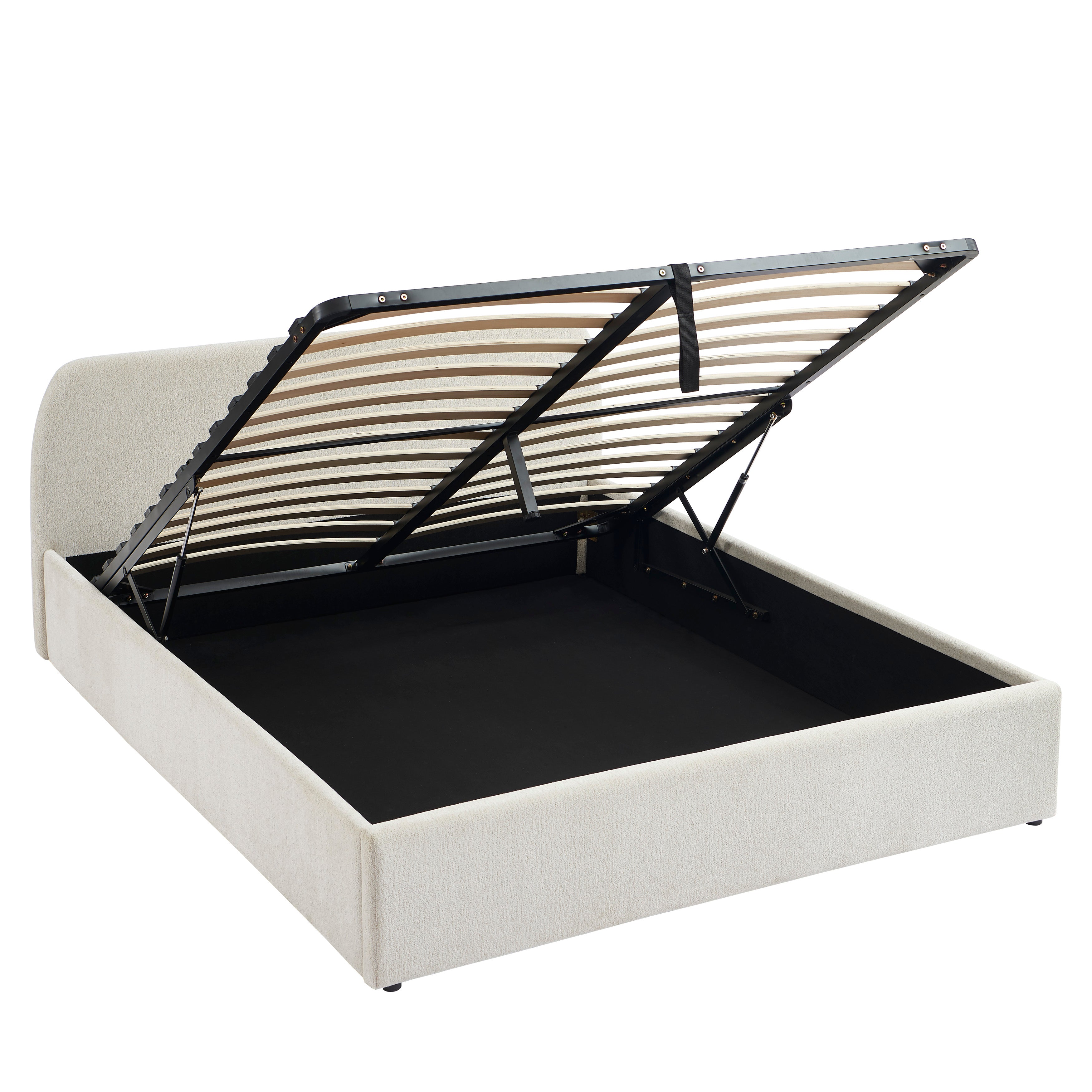 GELA Upholstered Storage Bed with Slatted Base – White