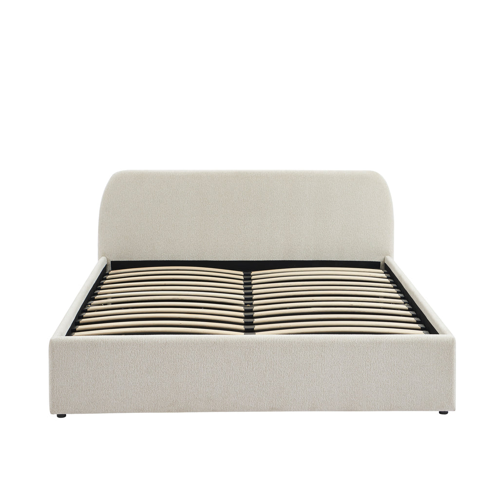 GELA Upholstered Storage Bed with Slatted Base – White