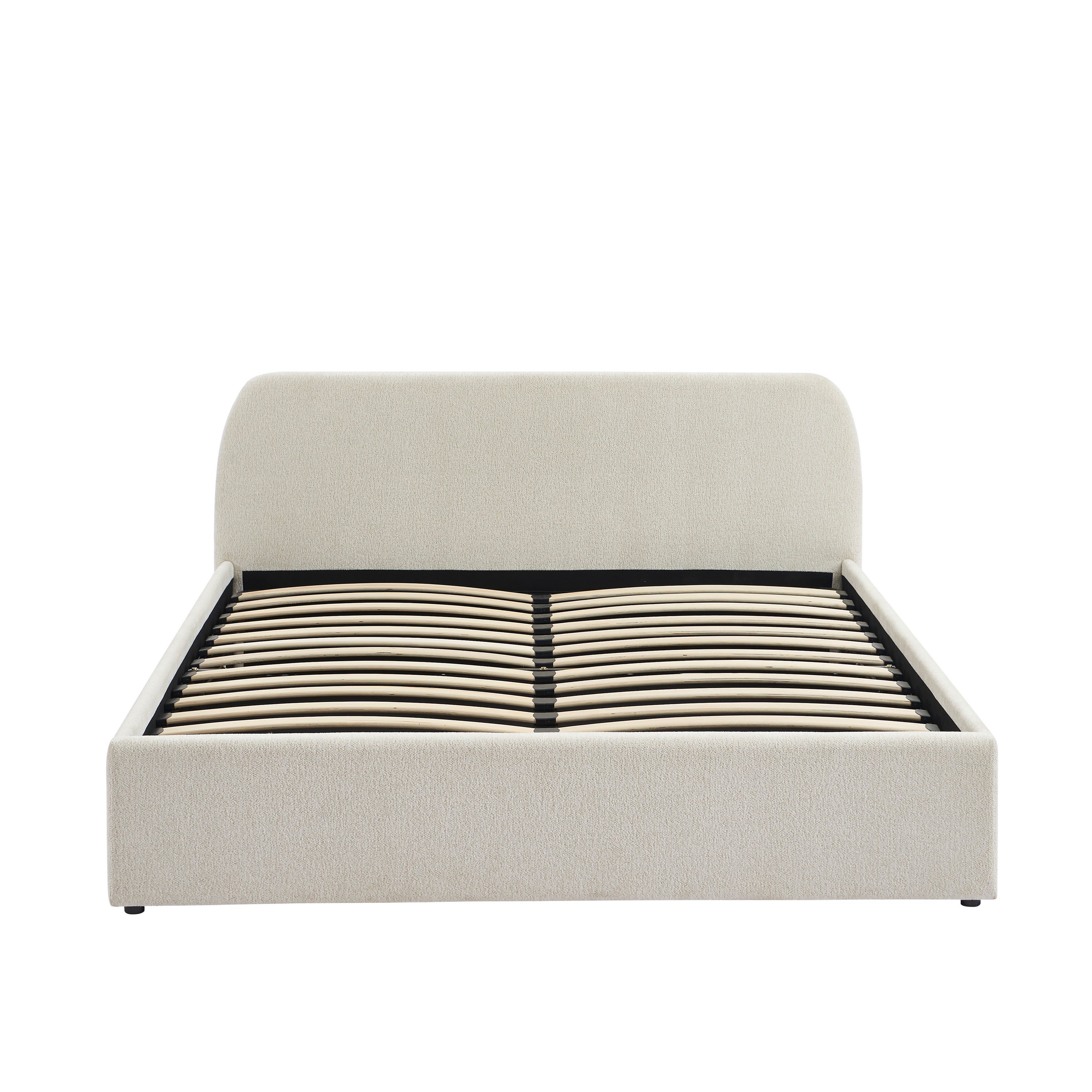 GELA Upholstered Storage Bed with Slatted Base – White