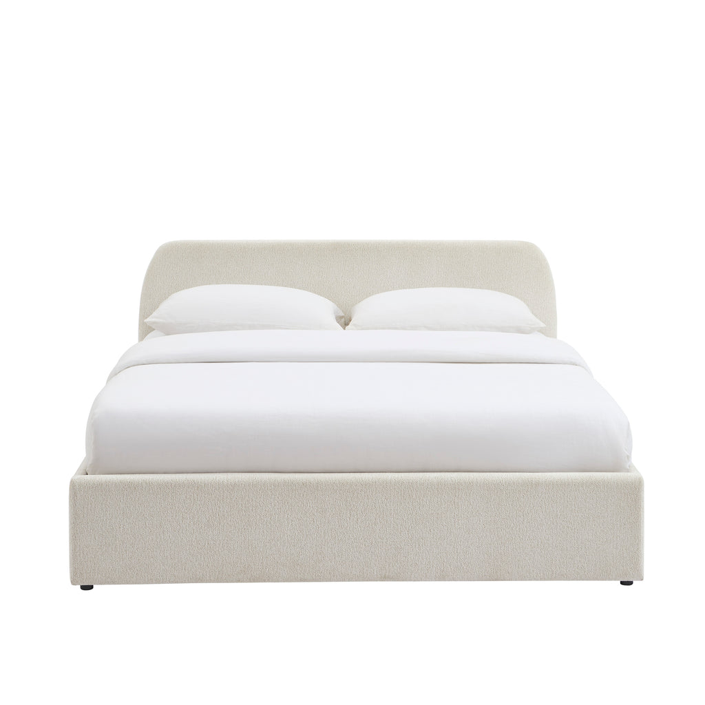 GELA Upholstered Storage Bed with Slatted Base – White