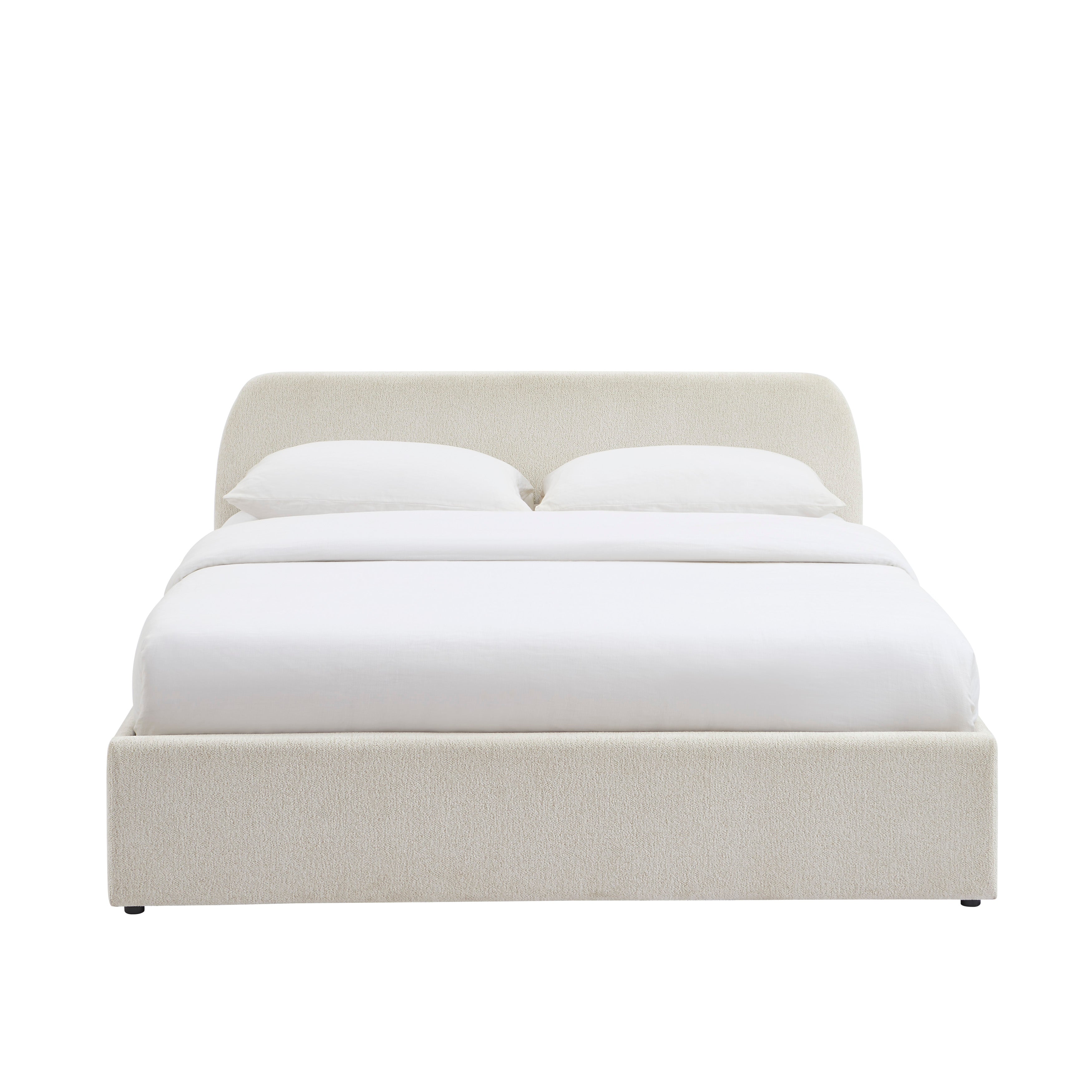 GELA Upholstered Storage Bed with Slatted Base – White