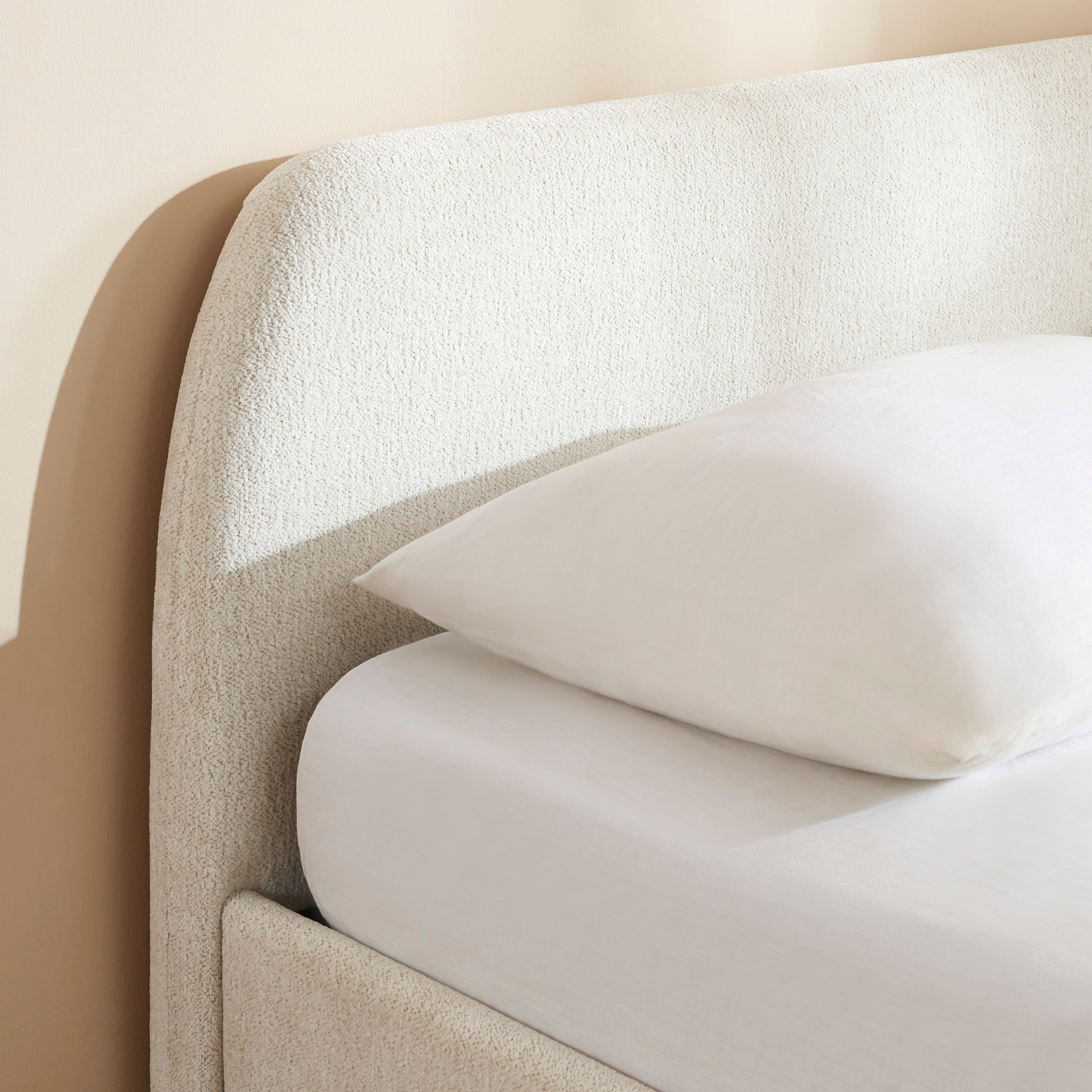GELA Upholstered Storage Bed with Slatted Base – White