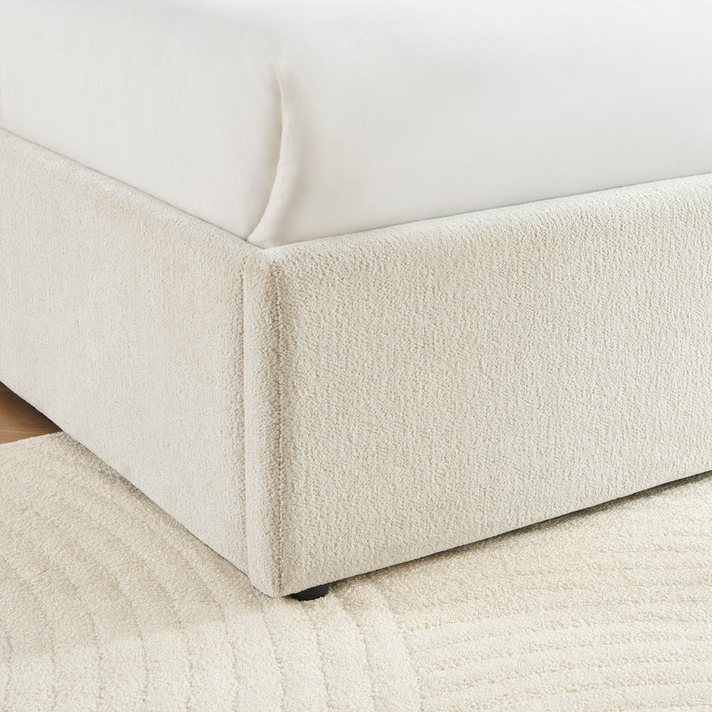 GELA Upholstered Storage Bed with Slatted Base – White