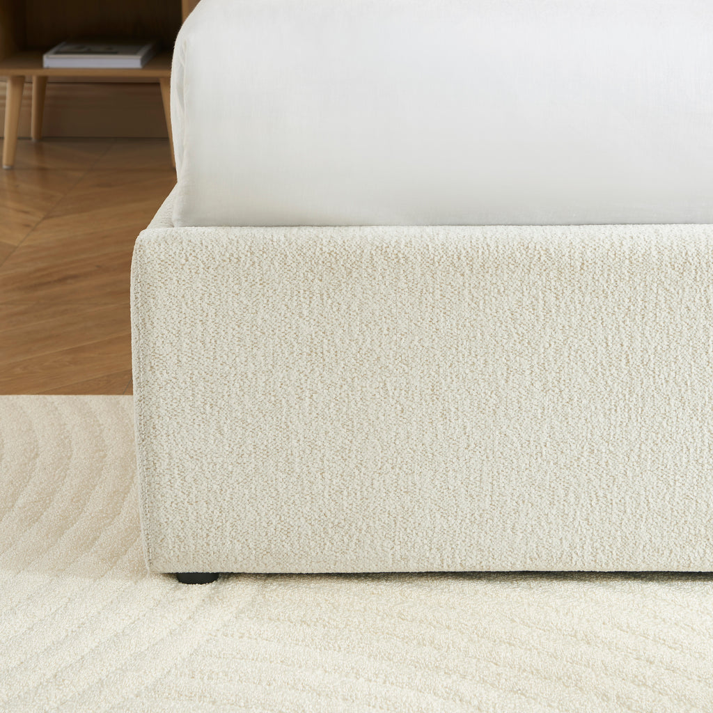 GELA Upholstered Storage Bed with Slatted Base – White