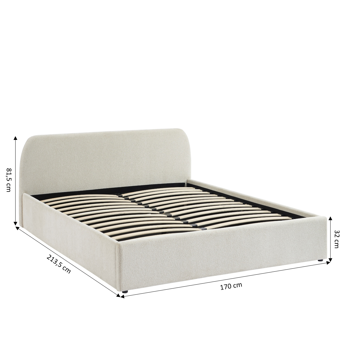 GELA Upholstered Storage Bed with Slatted Base – White