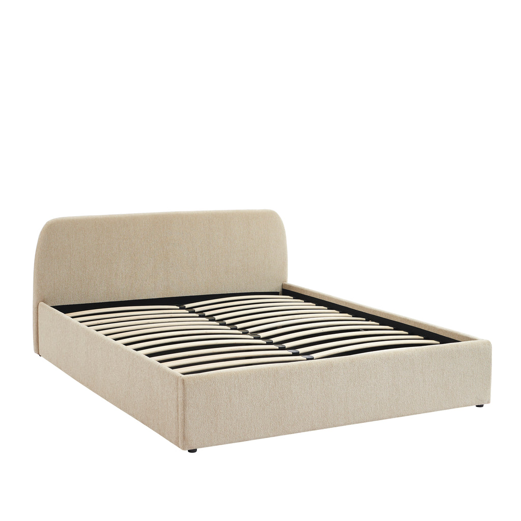 GELA Upholstered Storage Bed with Slatted Base – Greige