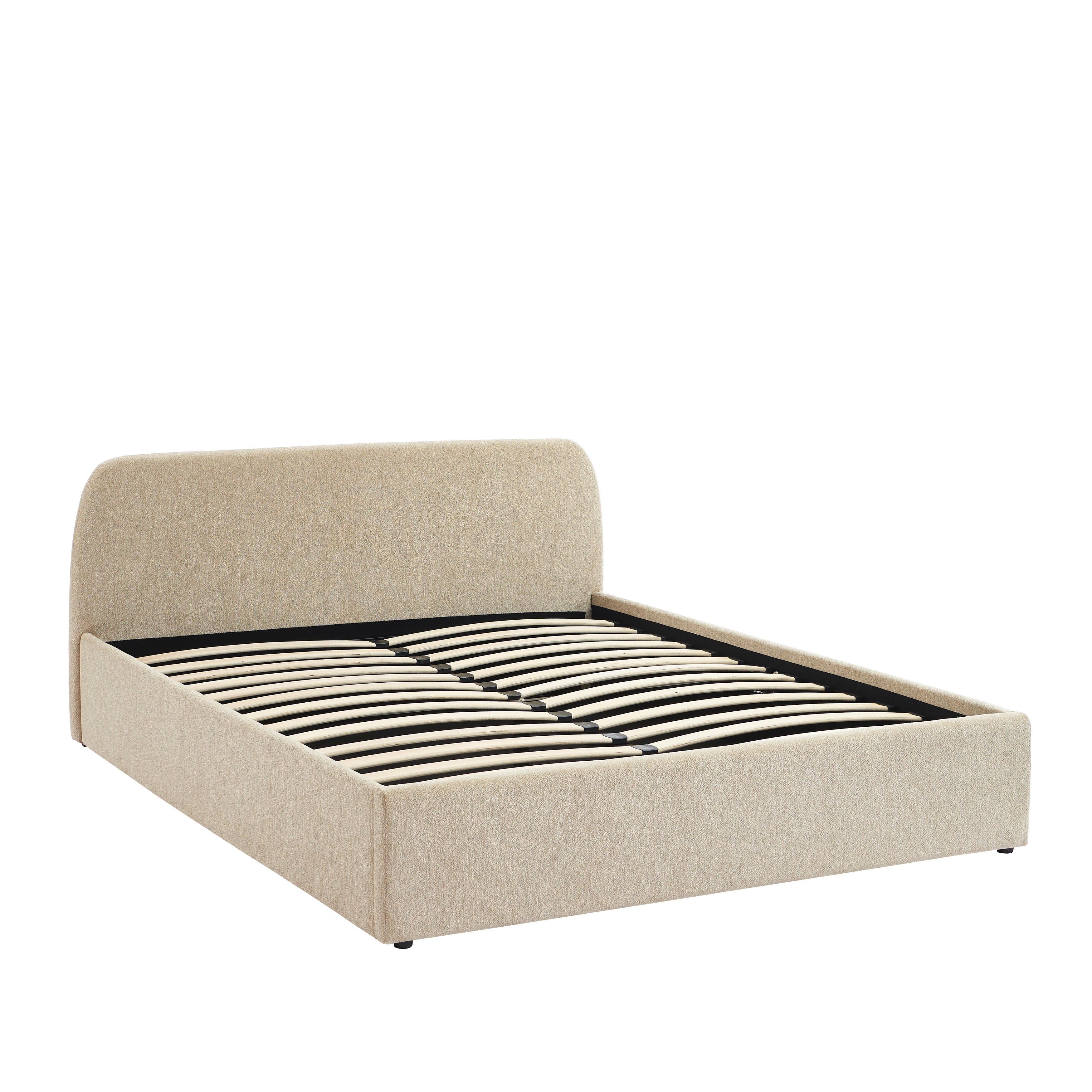 GELA Upholstered Storage Bed with Slatted Base – Greige