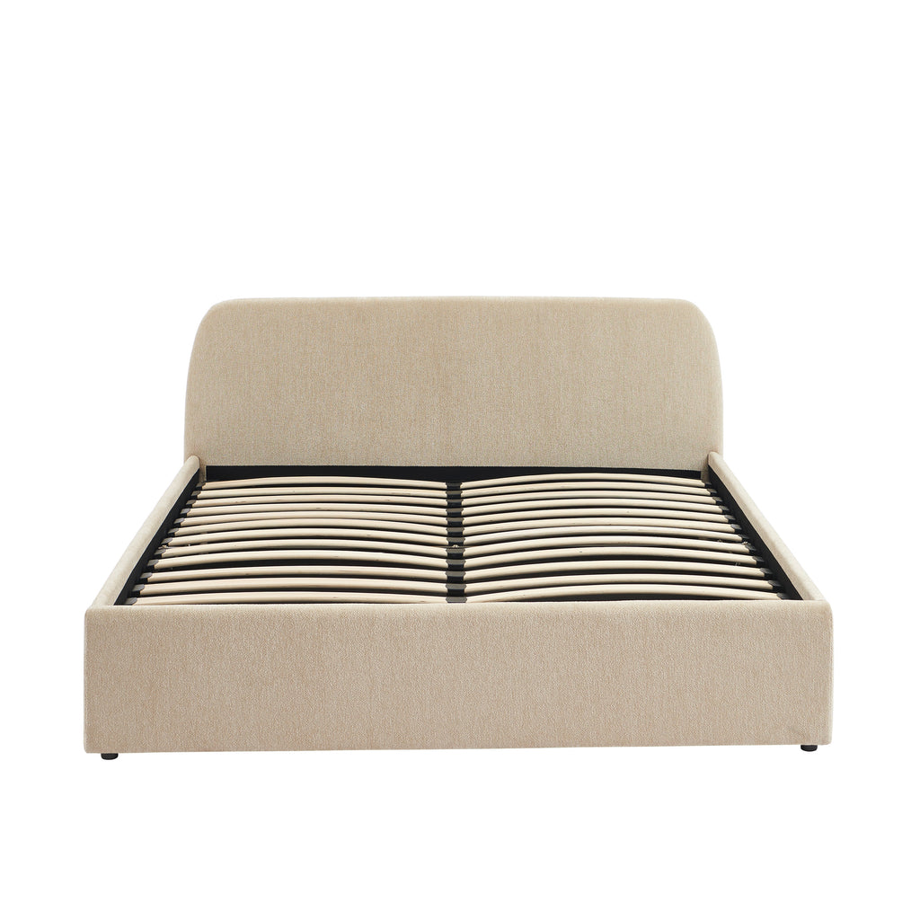 GELA Upholstered Storage Bed with Slatted Base – Greige