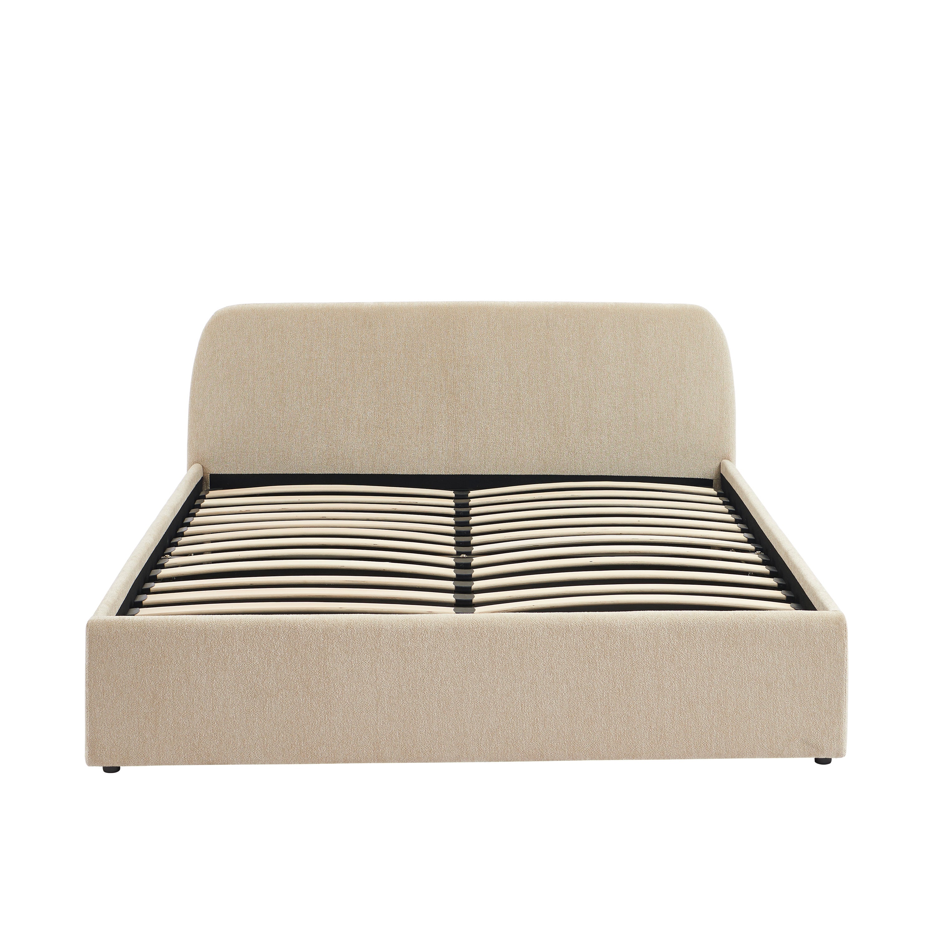 GELA Upholstered Storage Bed with Slatted Base – Greige