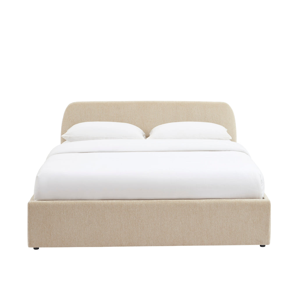 GELA Upholstered Storage Bed with Slatted Base – Greige