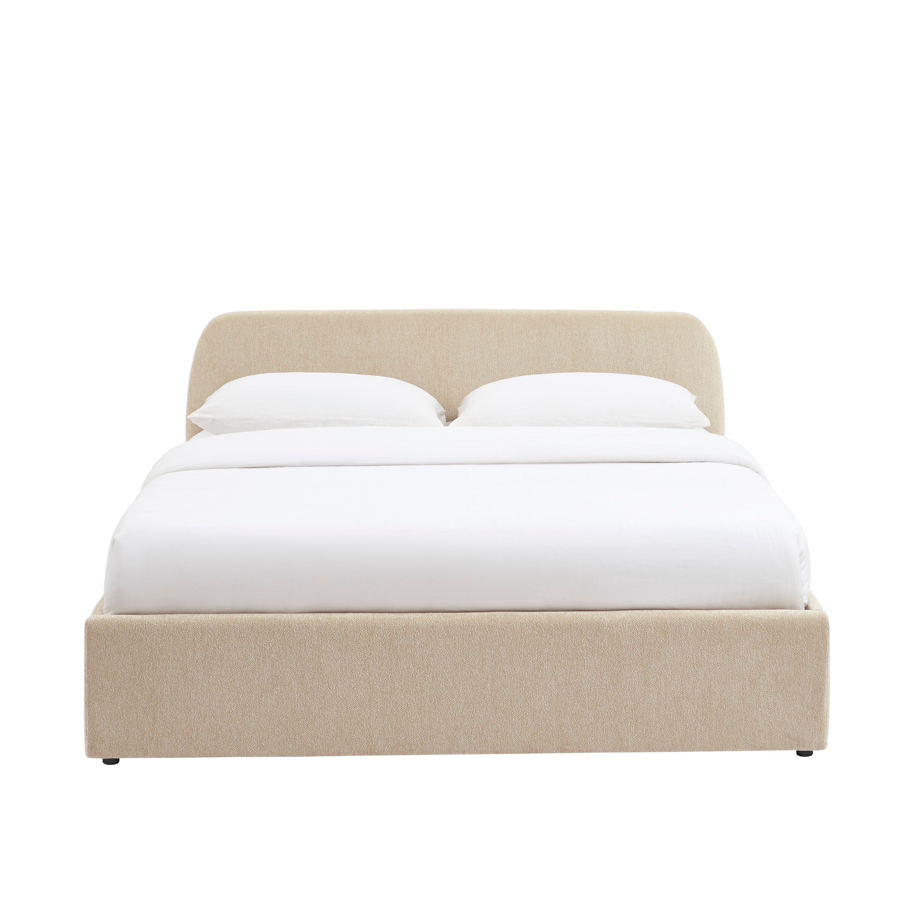 GELA Upholstered Storage Bed with Slatted Base – Greige