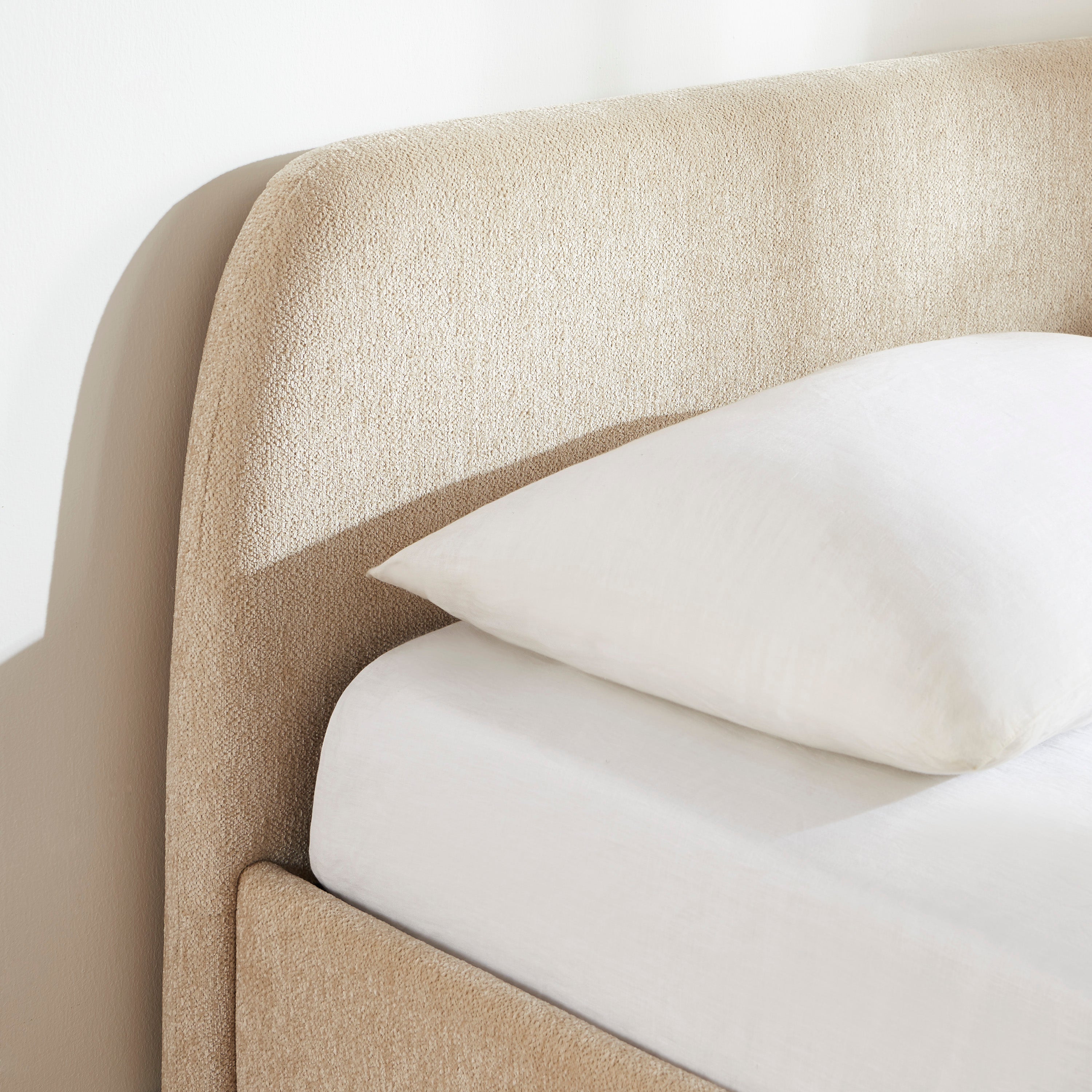 GELA Upholstered Storage Bed with Slatted Base – Greige