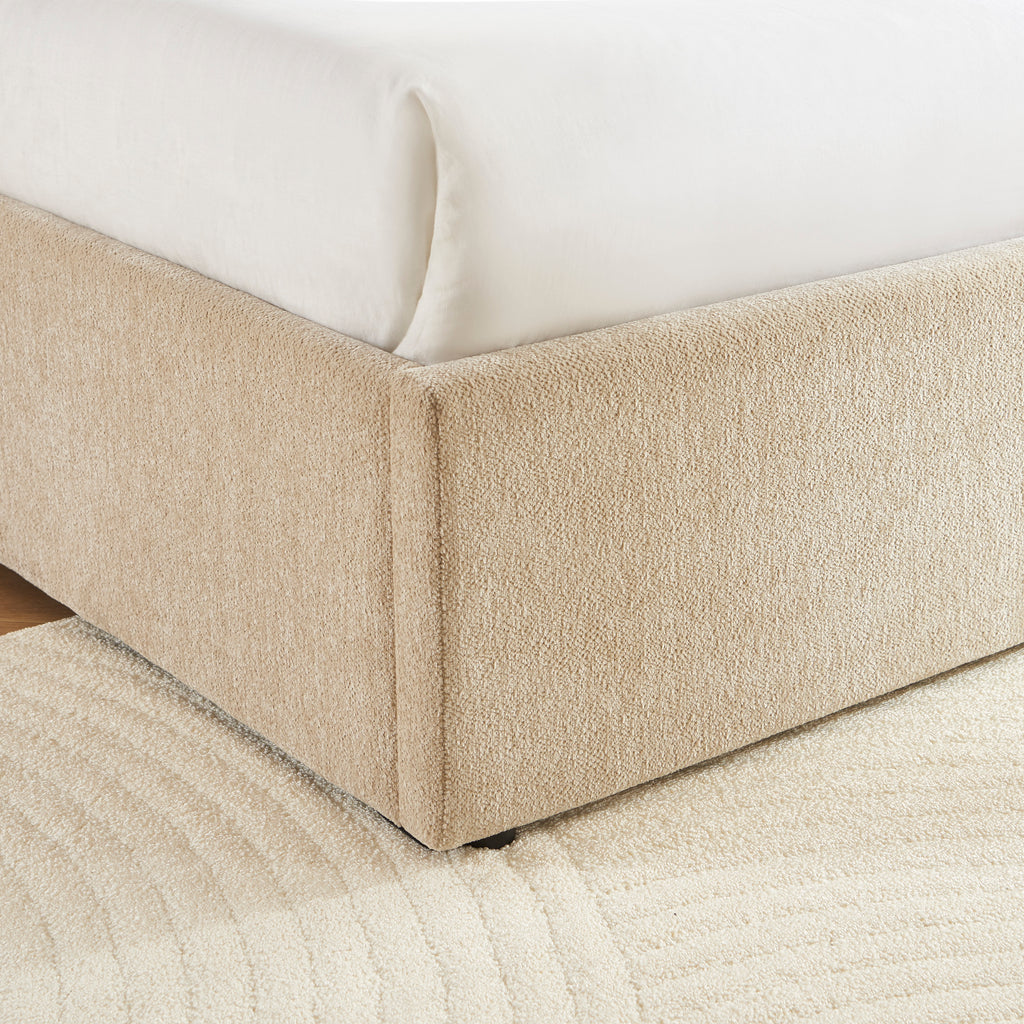 GELA Upholstered Storage Bed with Slatted Base – Greige