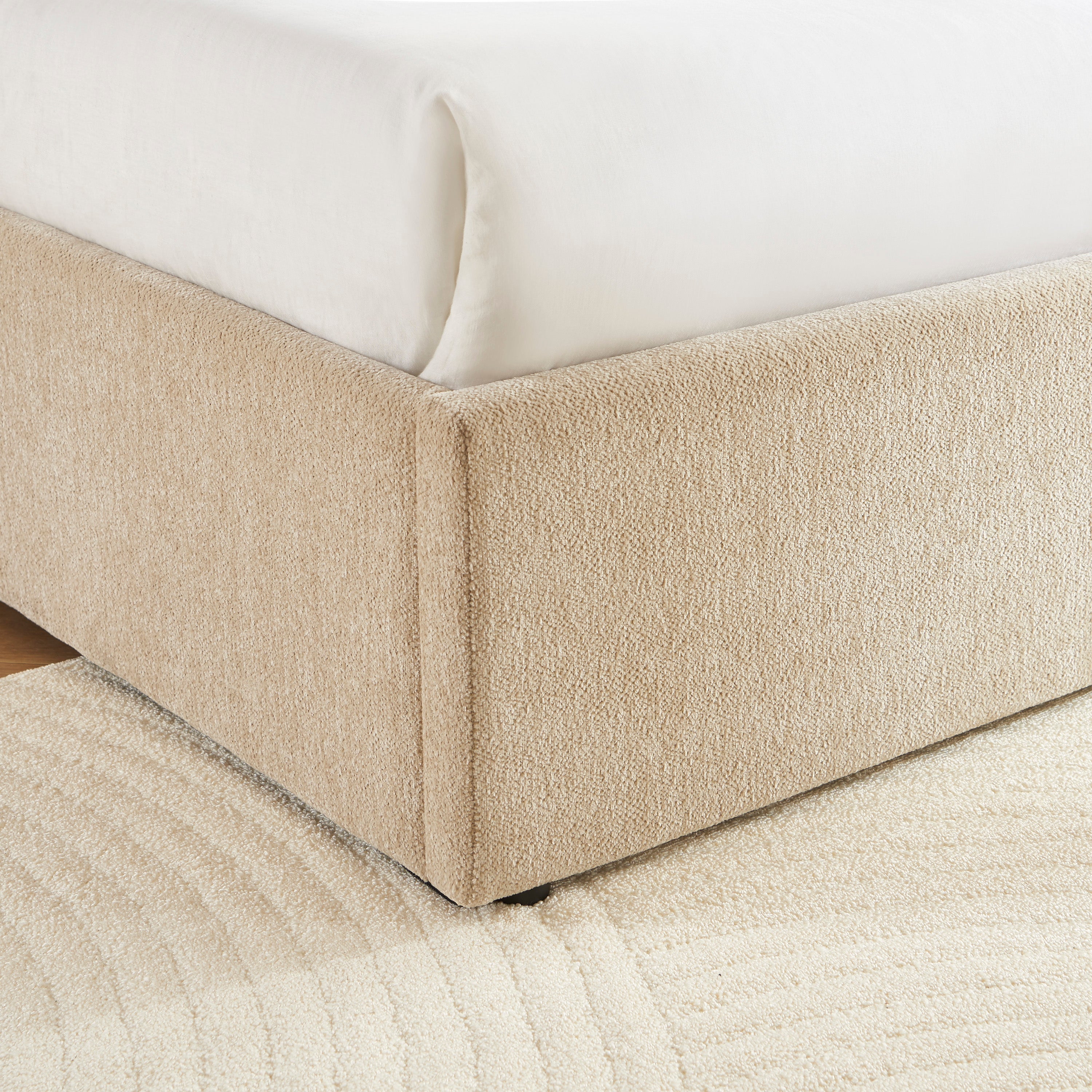GELA Upholstered Storage Bed with Slatted Base – Greige